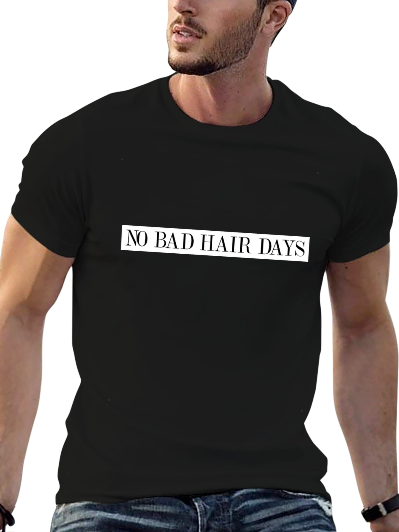 Black No Bad Hair Days Graphic Tee - Black Casual Shirt view 6