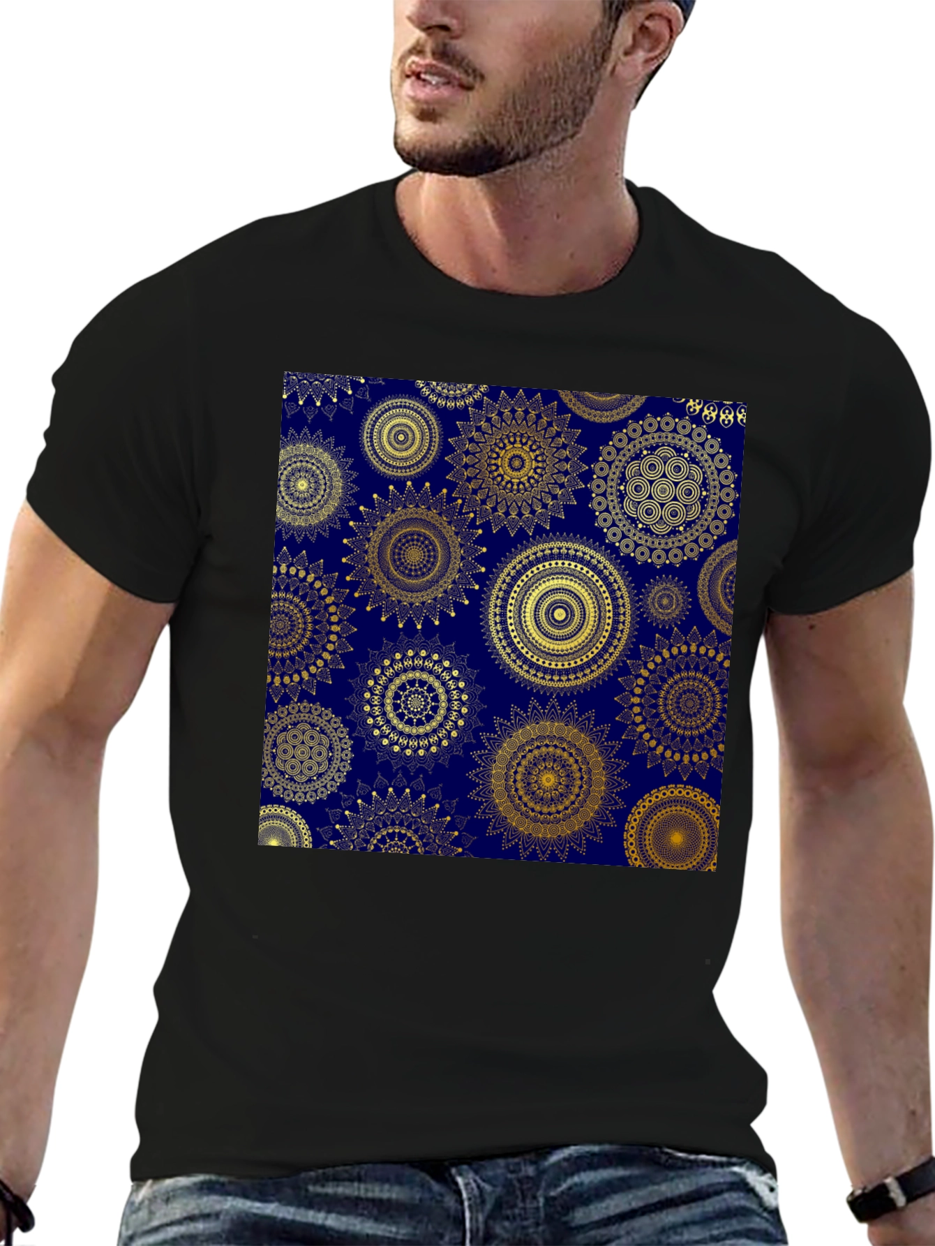Black Geometric Pattern T-Shirt - Stylish Graphic Tee view 6