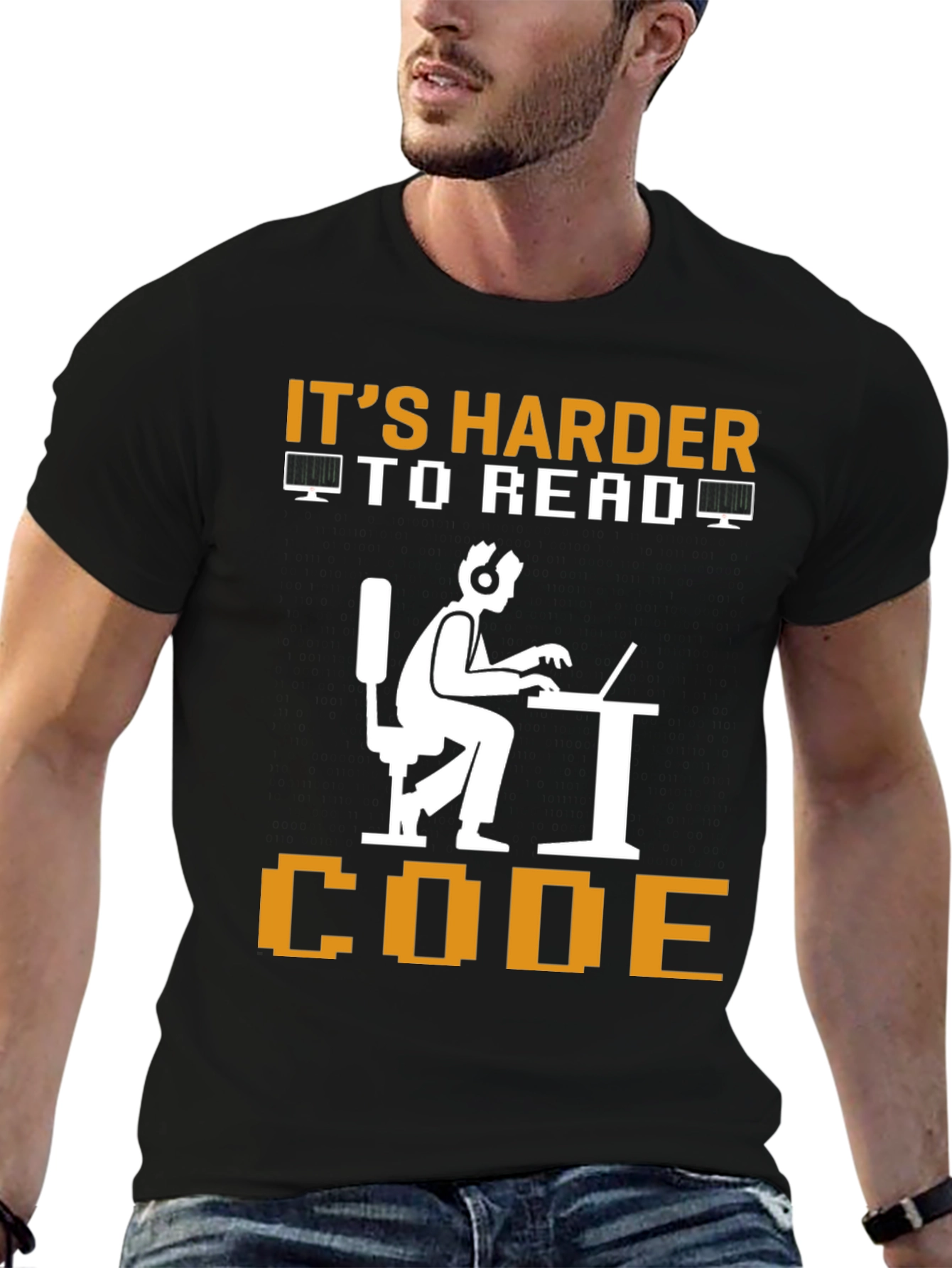 Black It's Harder To Read Code Graphic Tee view 6
