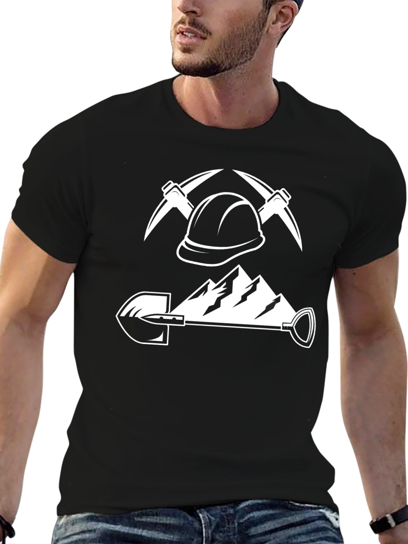 Black Miner Graphic Tee - Black Cotton Blend view 6