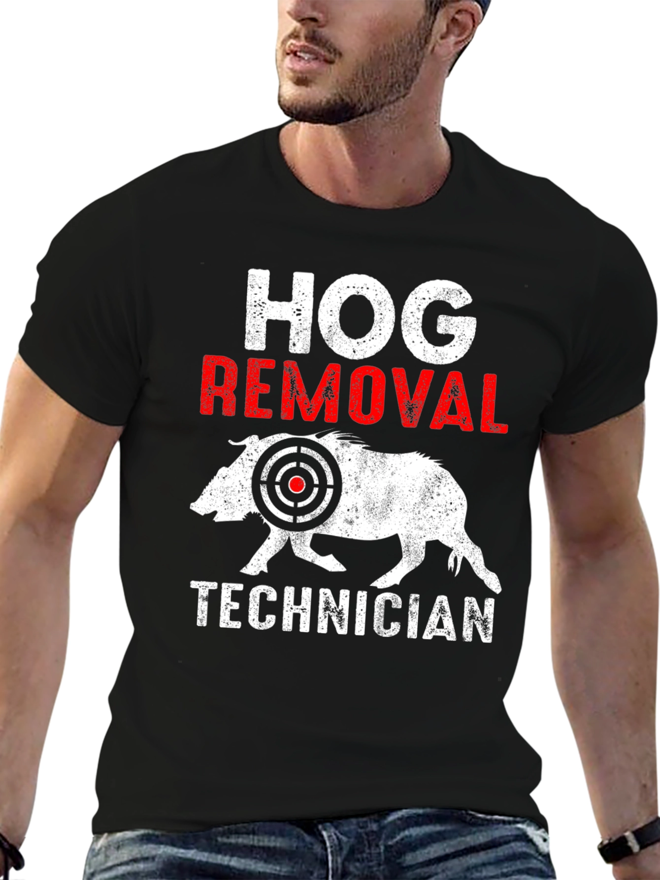 Black Hog Removal Technician T-Shirt view 6