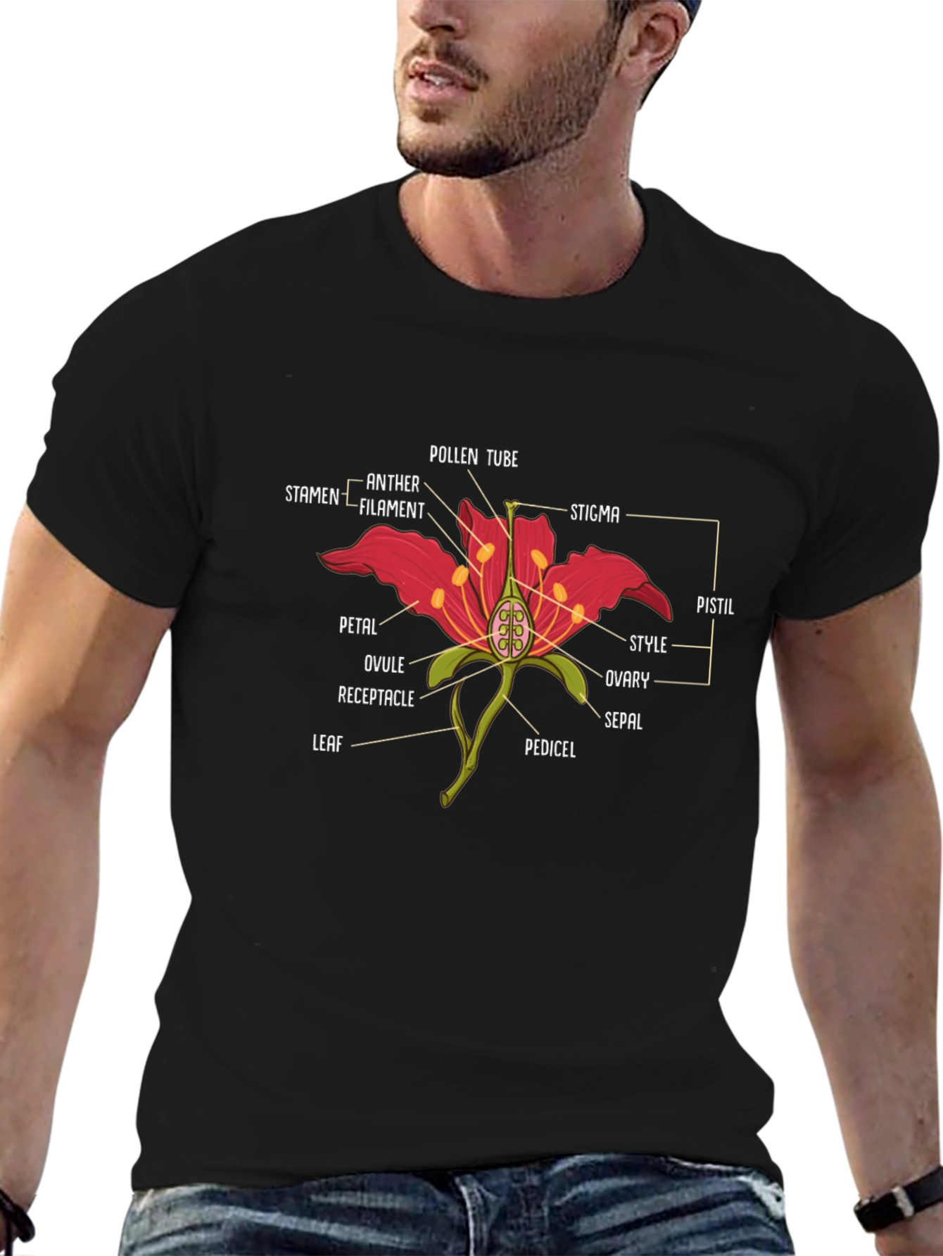 Black Anatomy of a Flower Graphic T-Shirt view 6