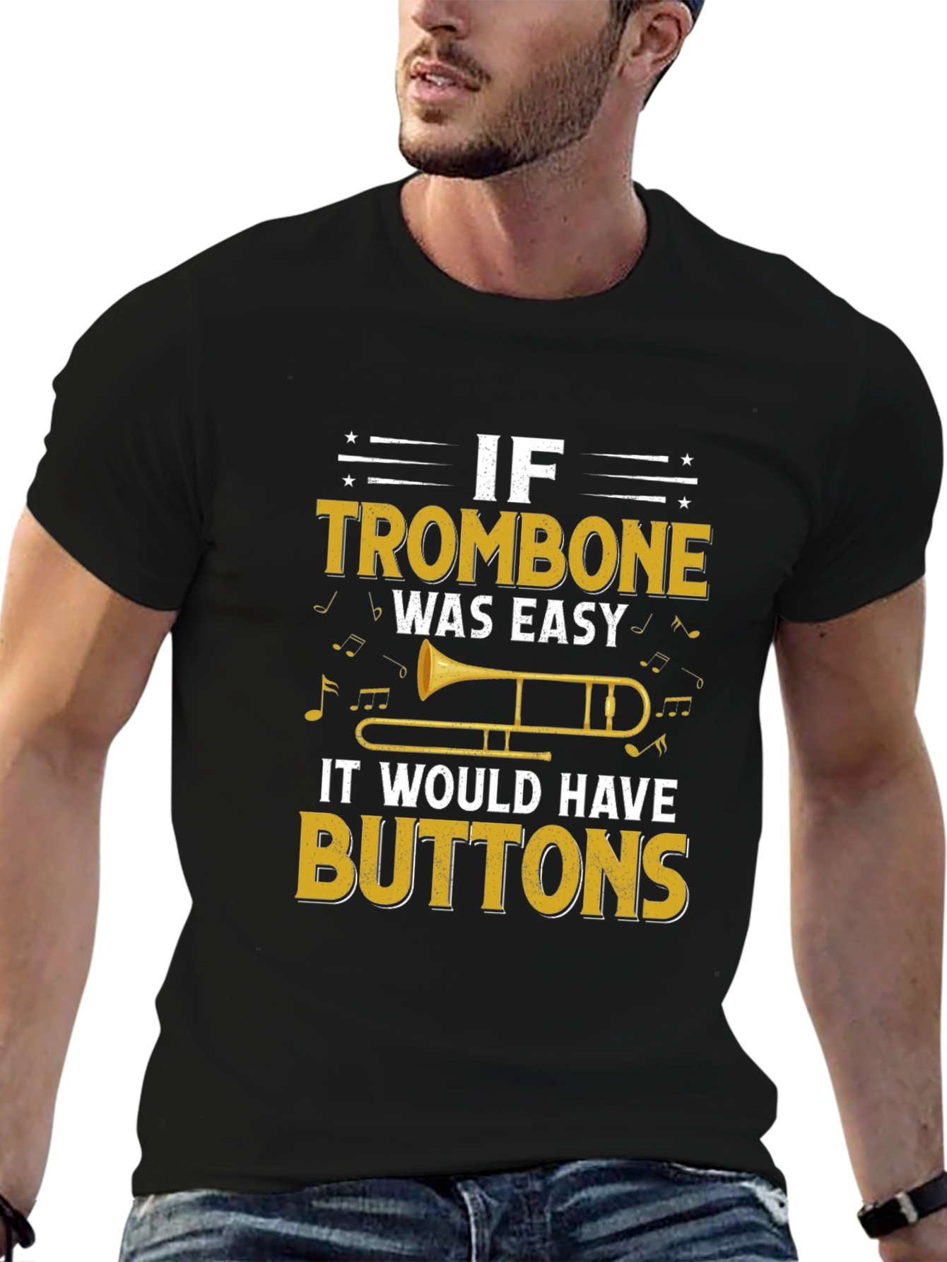 Black If Trombone Was Easy T-Shirt view 6