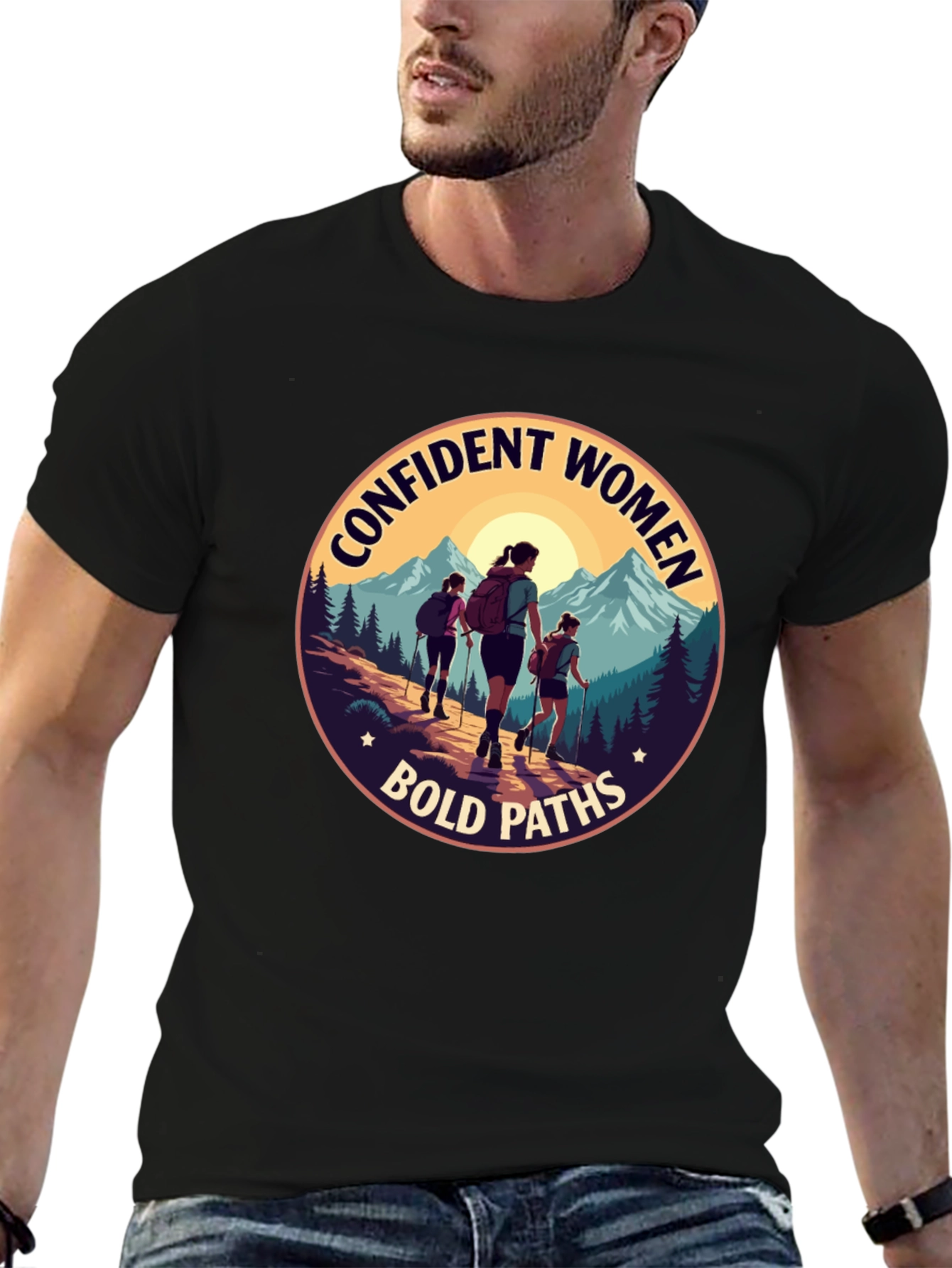 Black Confident Women Bold Paths Graphic T-Shirt view 6