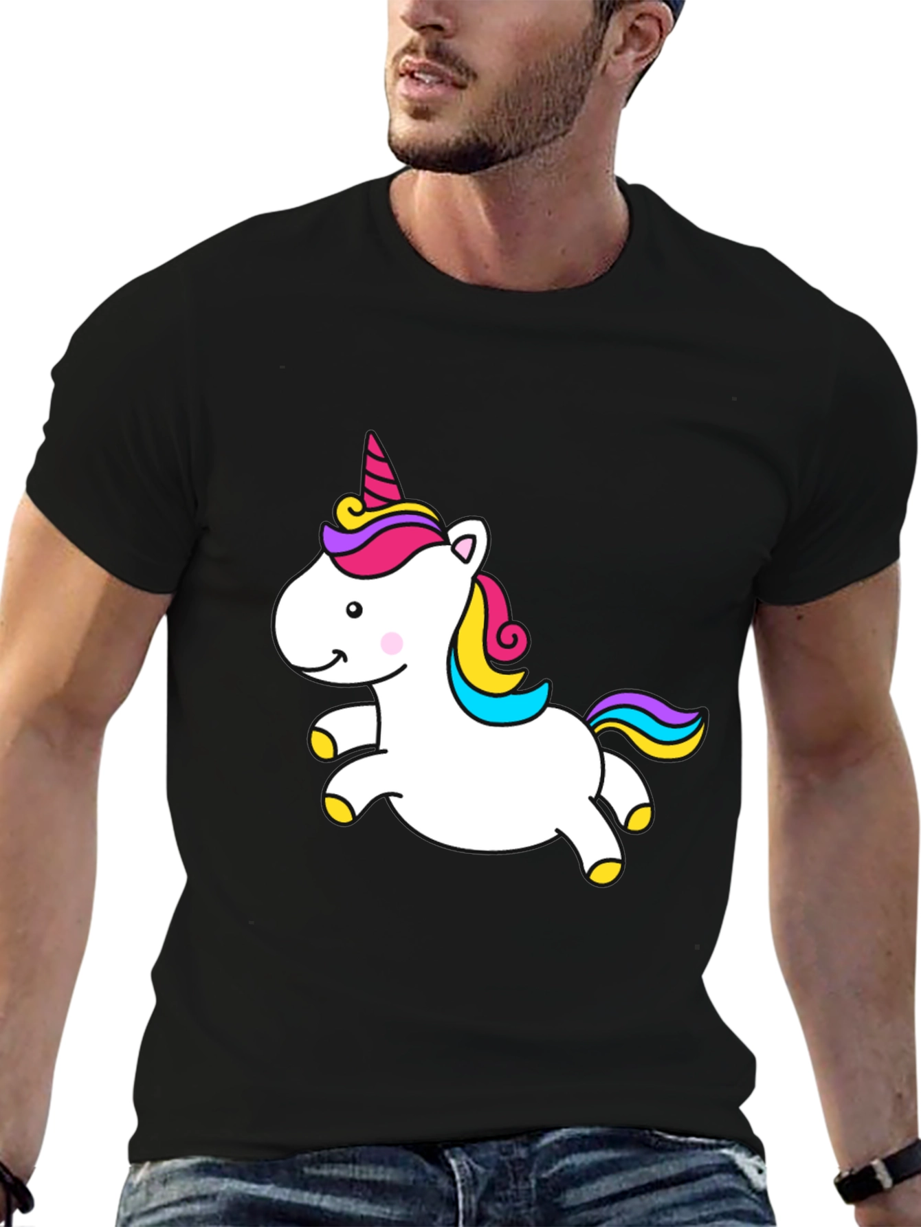 Black Unicorn Graphic Tee - Black Cotton Blend view 6