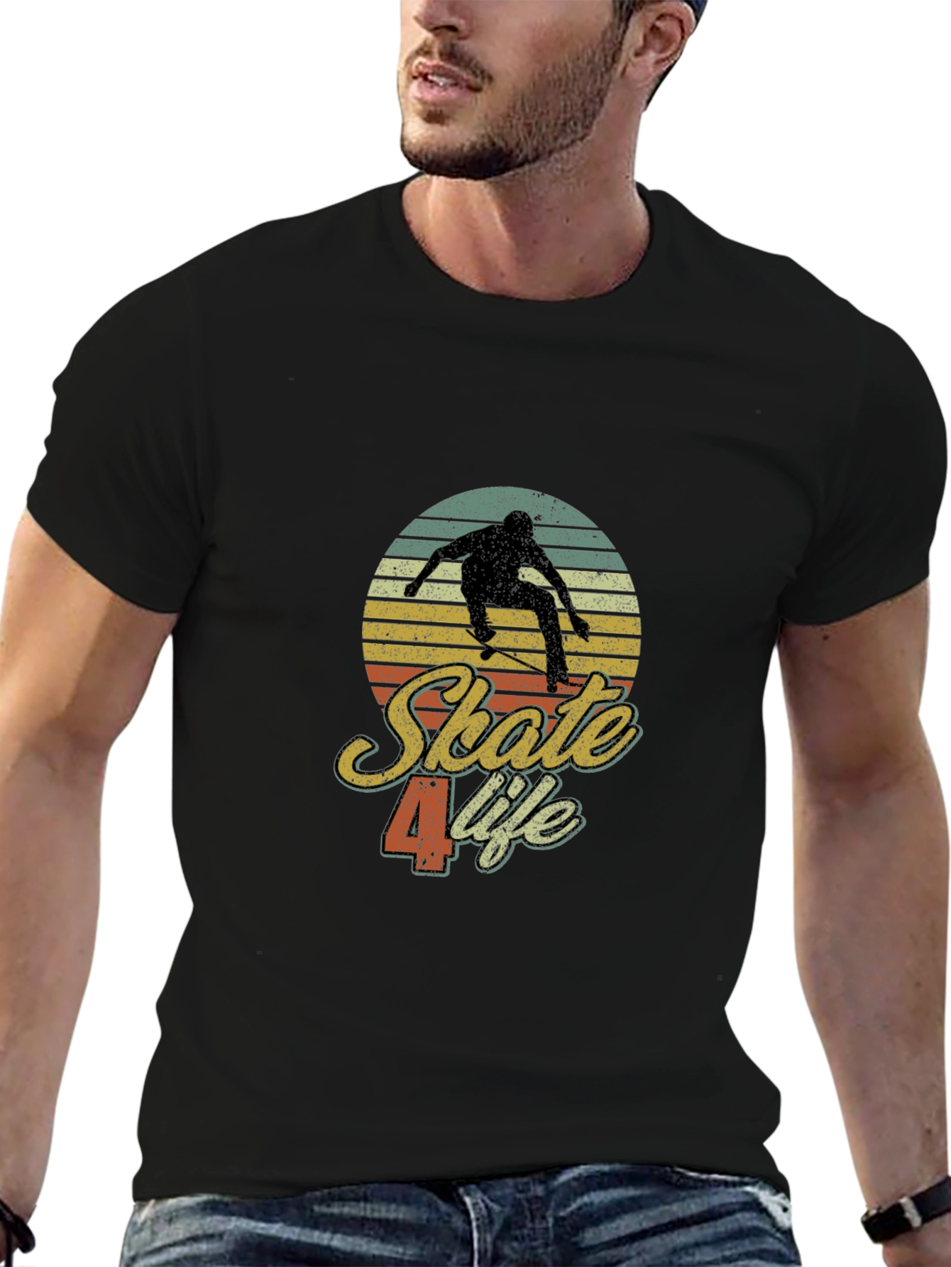 Black Skate 4 Life Retro Graphic Tee view 6