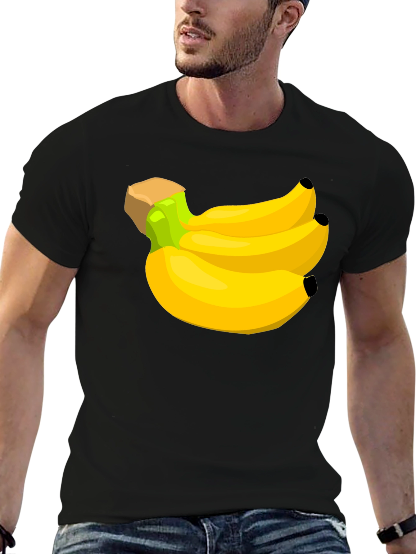 Black Banana Bunch Graphic Tee - Black Cotton T-Shirt view 6