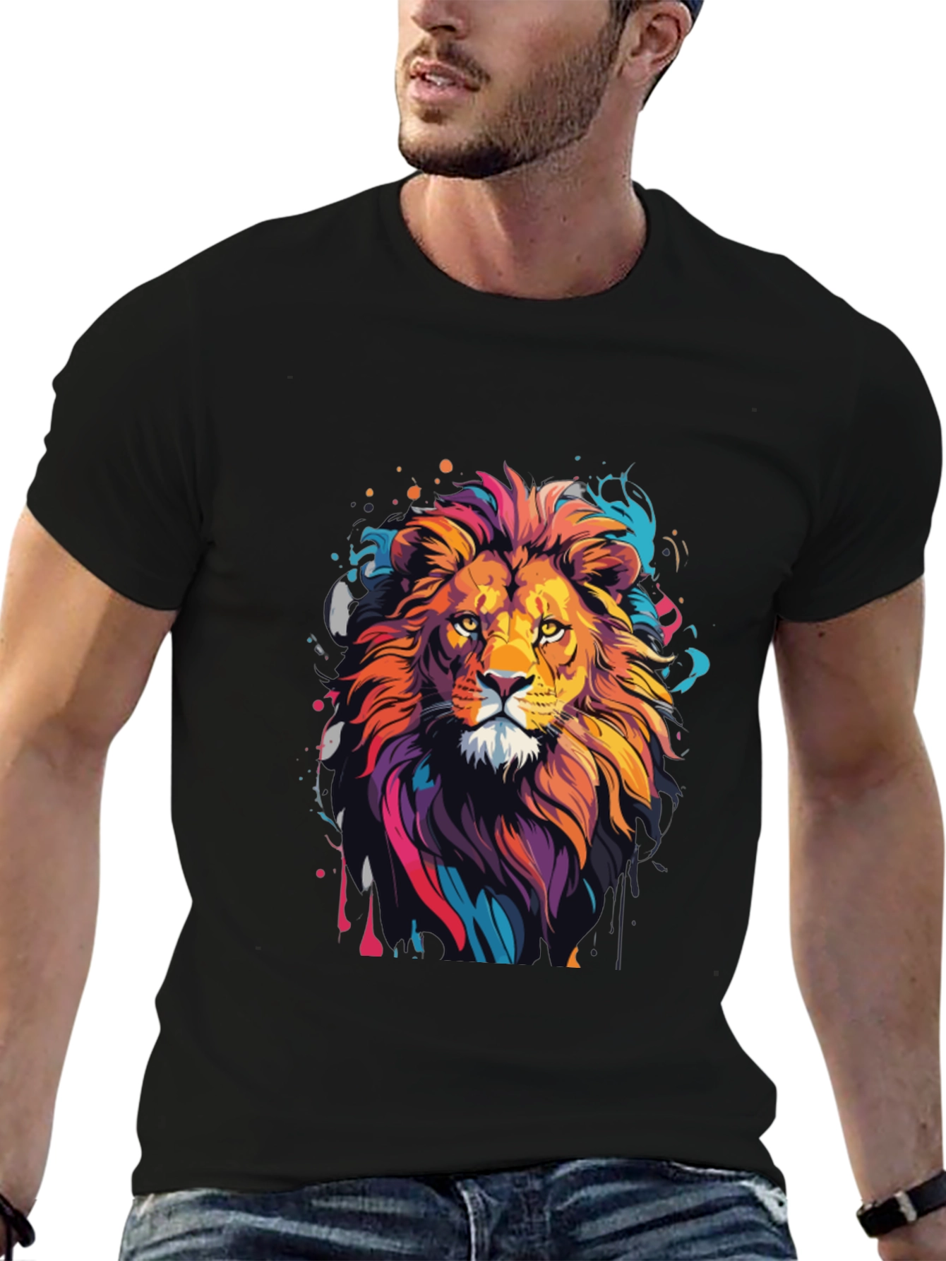 Black Lion Graphic Tee - Men's Black T-Shirt view 6