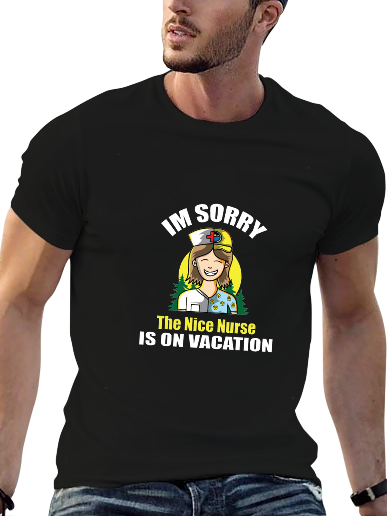 Black Funny Nurse On Vacation T-Shirt  view 6