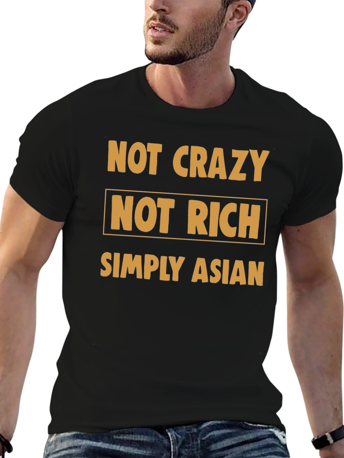 Black Not Crazy Not Rich Simply Asian T-Shirt view 6
