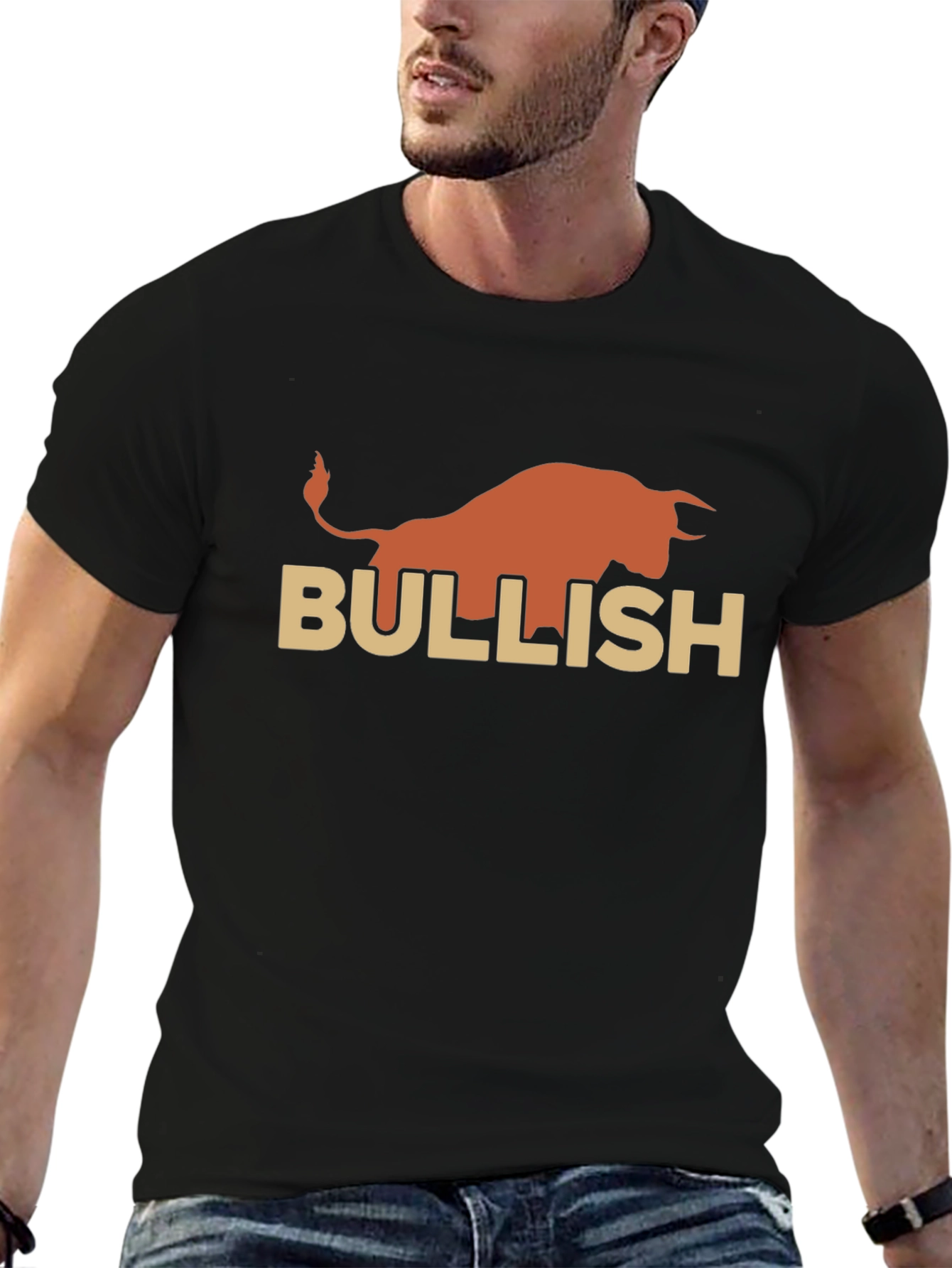 Black Bullish Graphic Tee - Black Cotton T-Shirt view 6