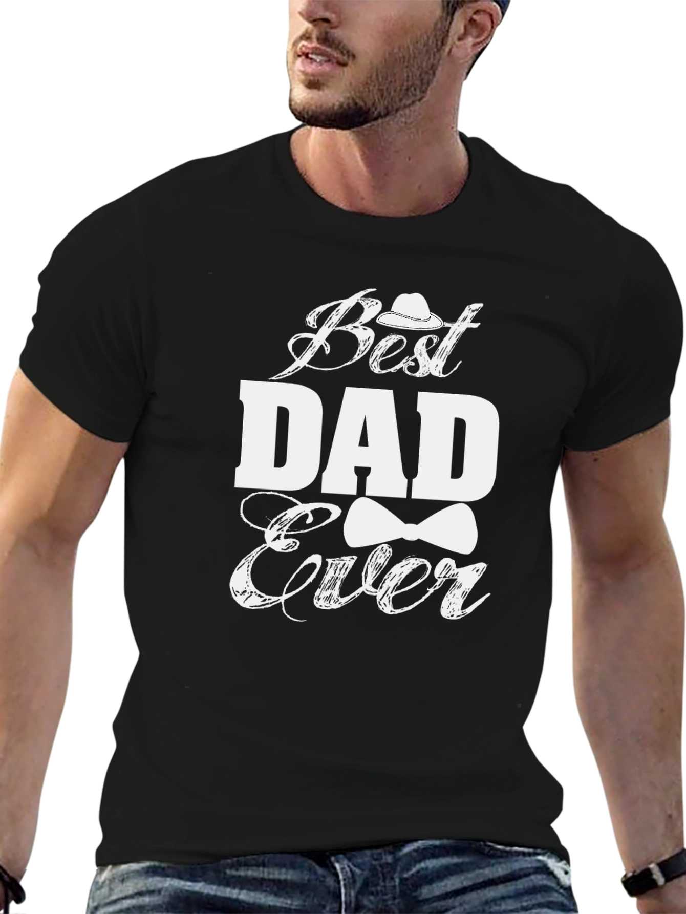 Black Best Dad Ever Graphic T-Shirt Father's Day view 6