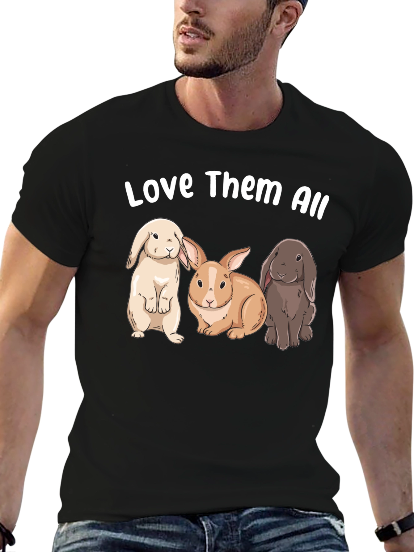 Black Love Them All Bunny Graphic T-Shirt view 6