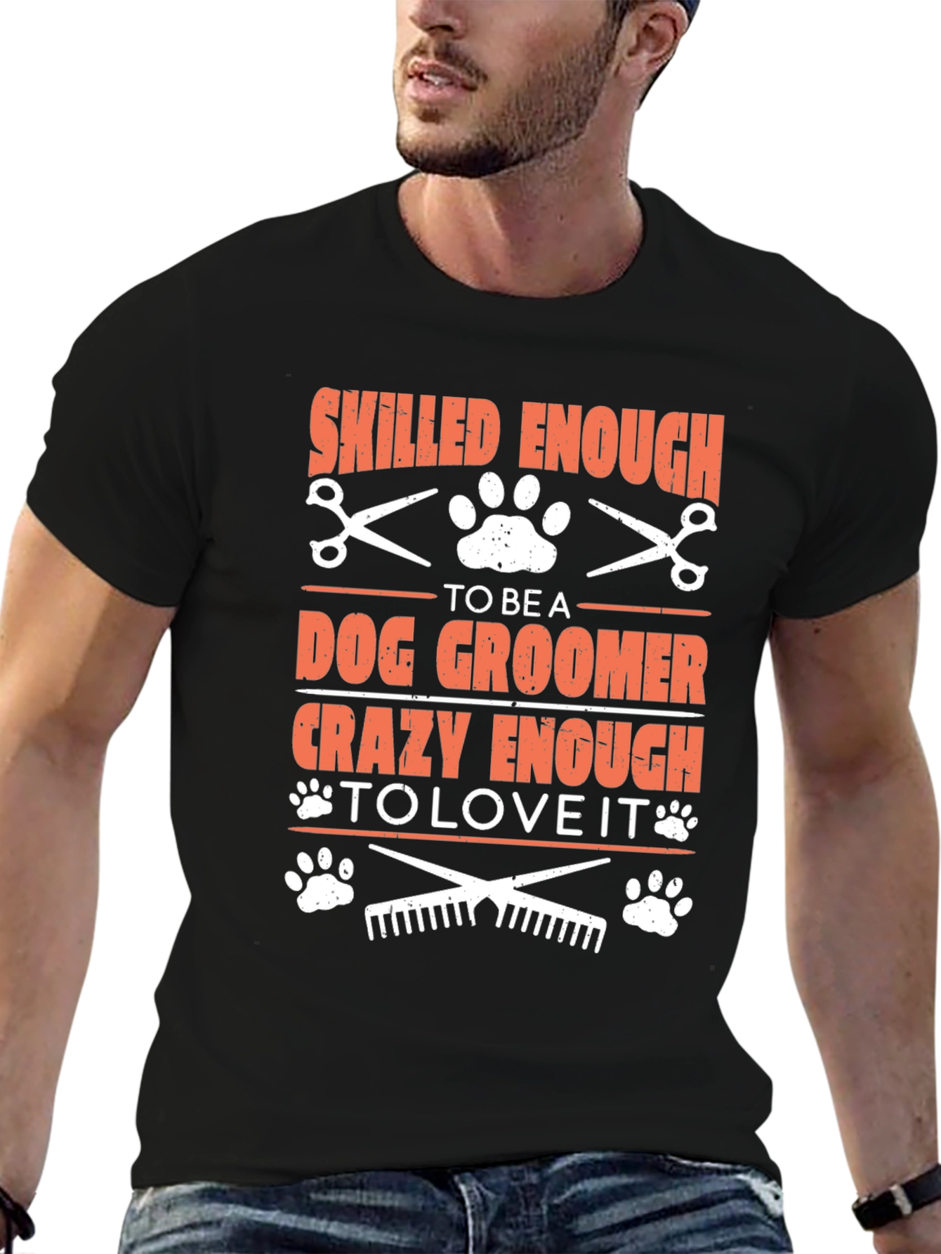 Black Dog Groomer T-Shirt: Skilled & Crazy Enough view 6