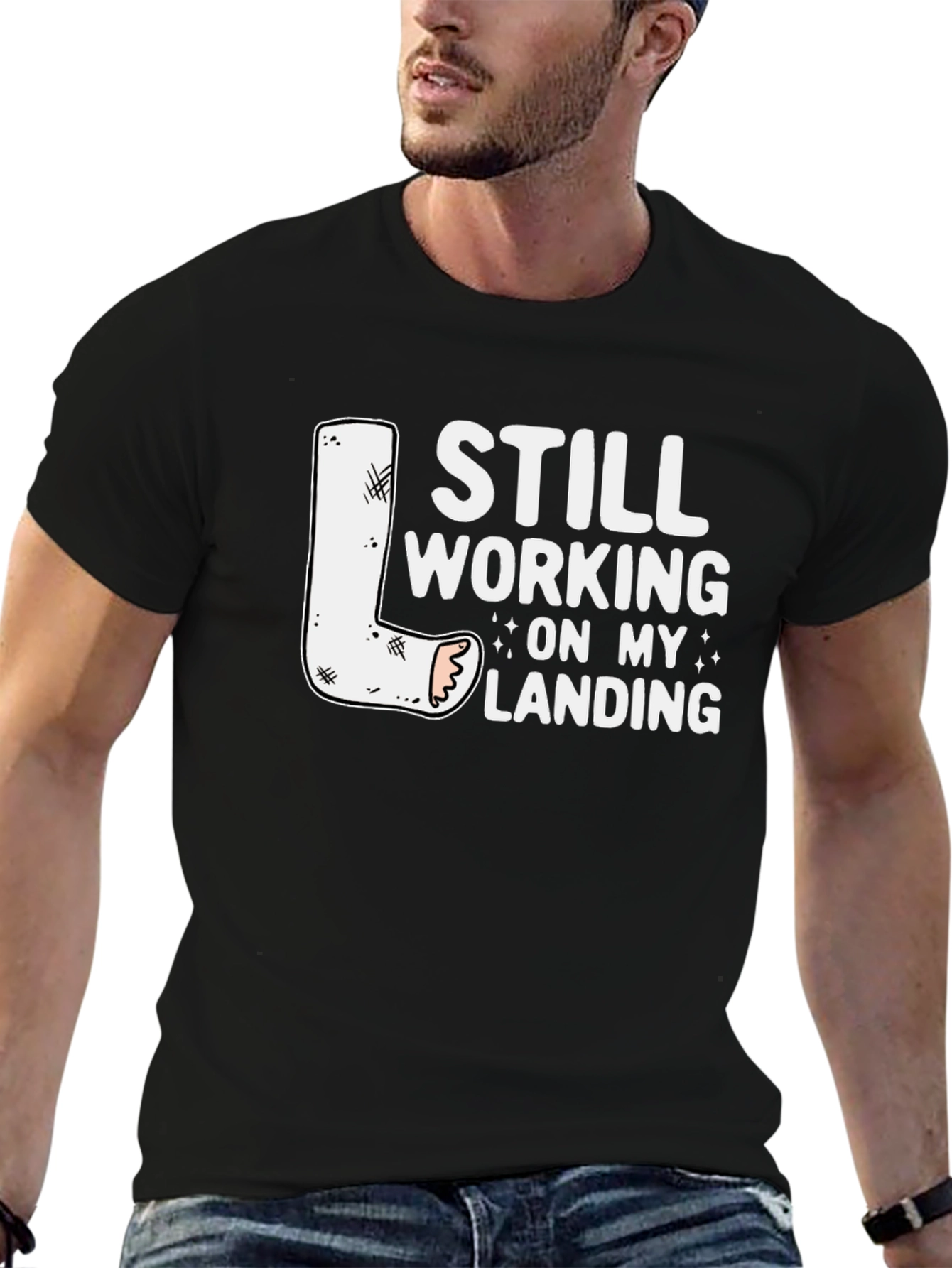 Black Still Working On My Landing T-Shirt view 6