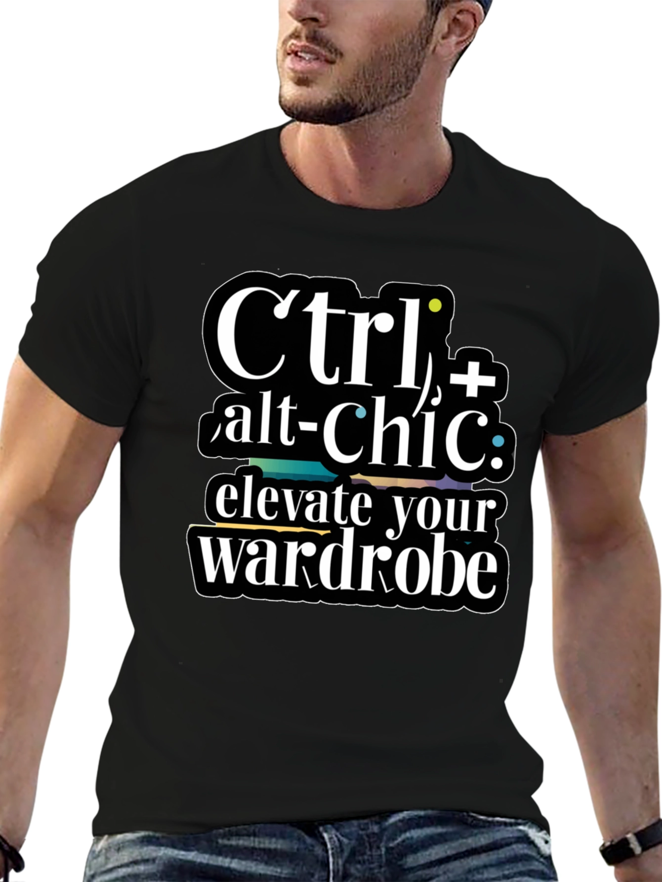 Black Ctrl+Alt+Chic T-Shirt- Elevate Your Wardrobe! view 6