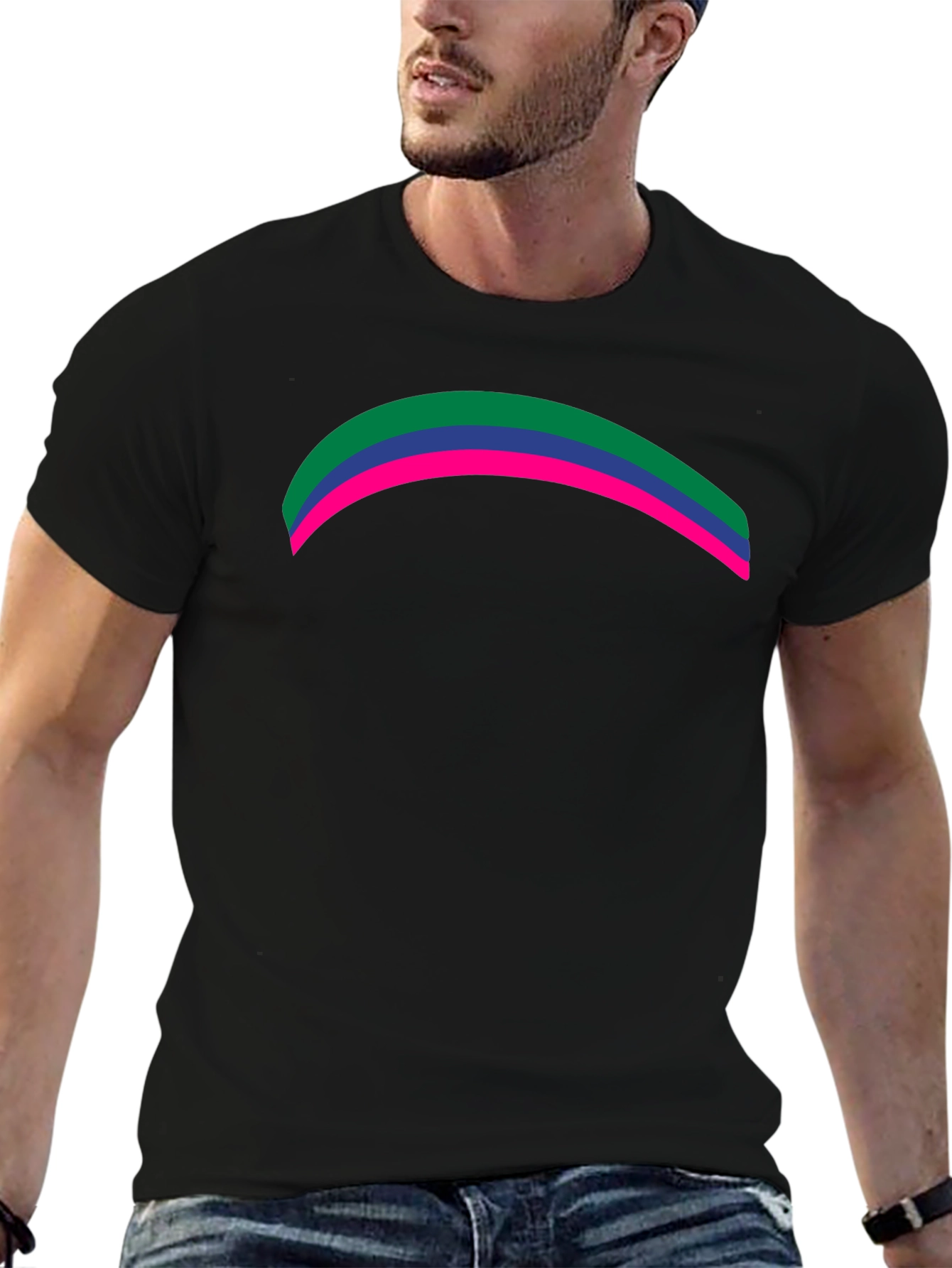 Black Rainbow Pride T-Shirt - Modern Graphic Tee view 6