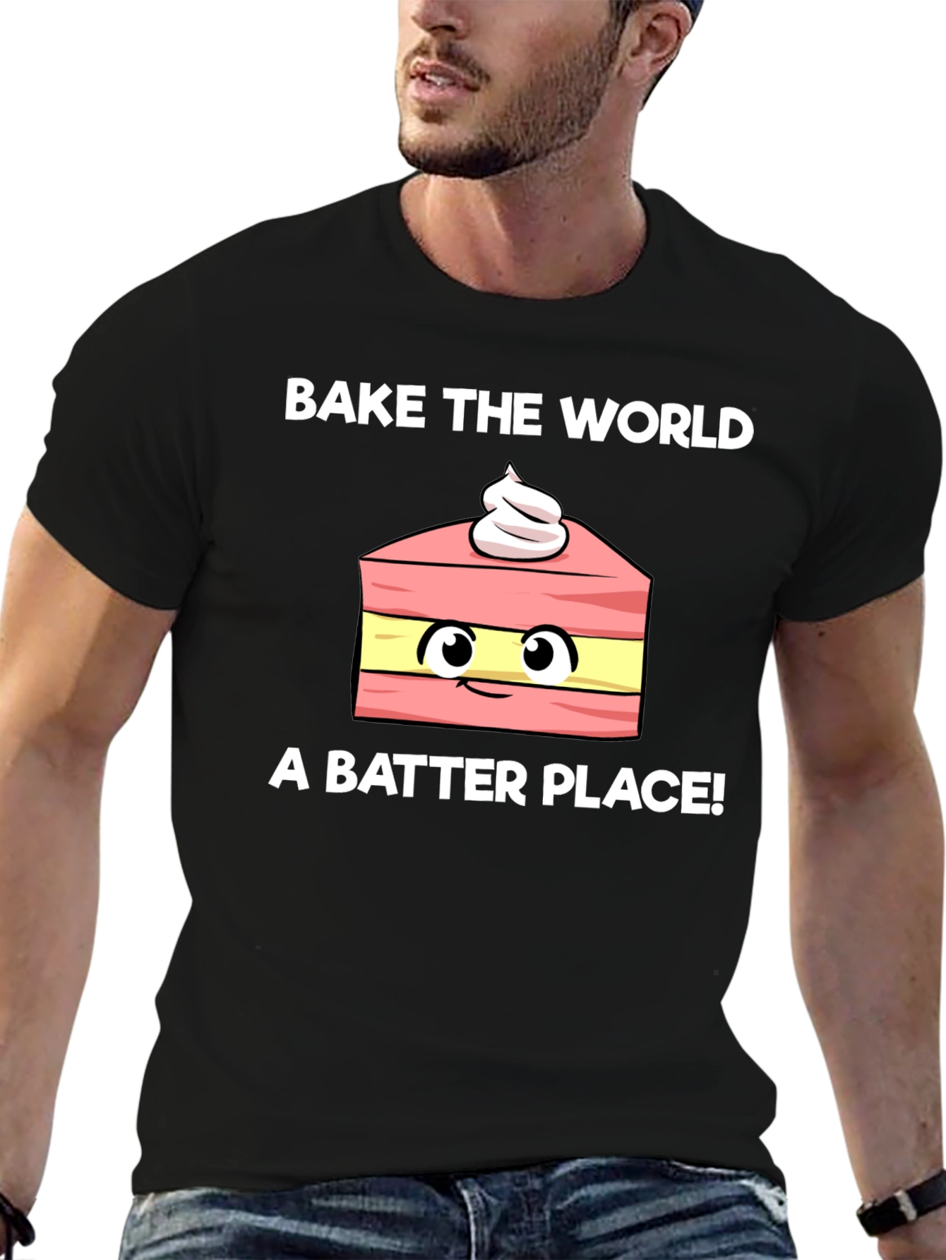 Black Bake the World Better Funny T-Shirt view 6