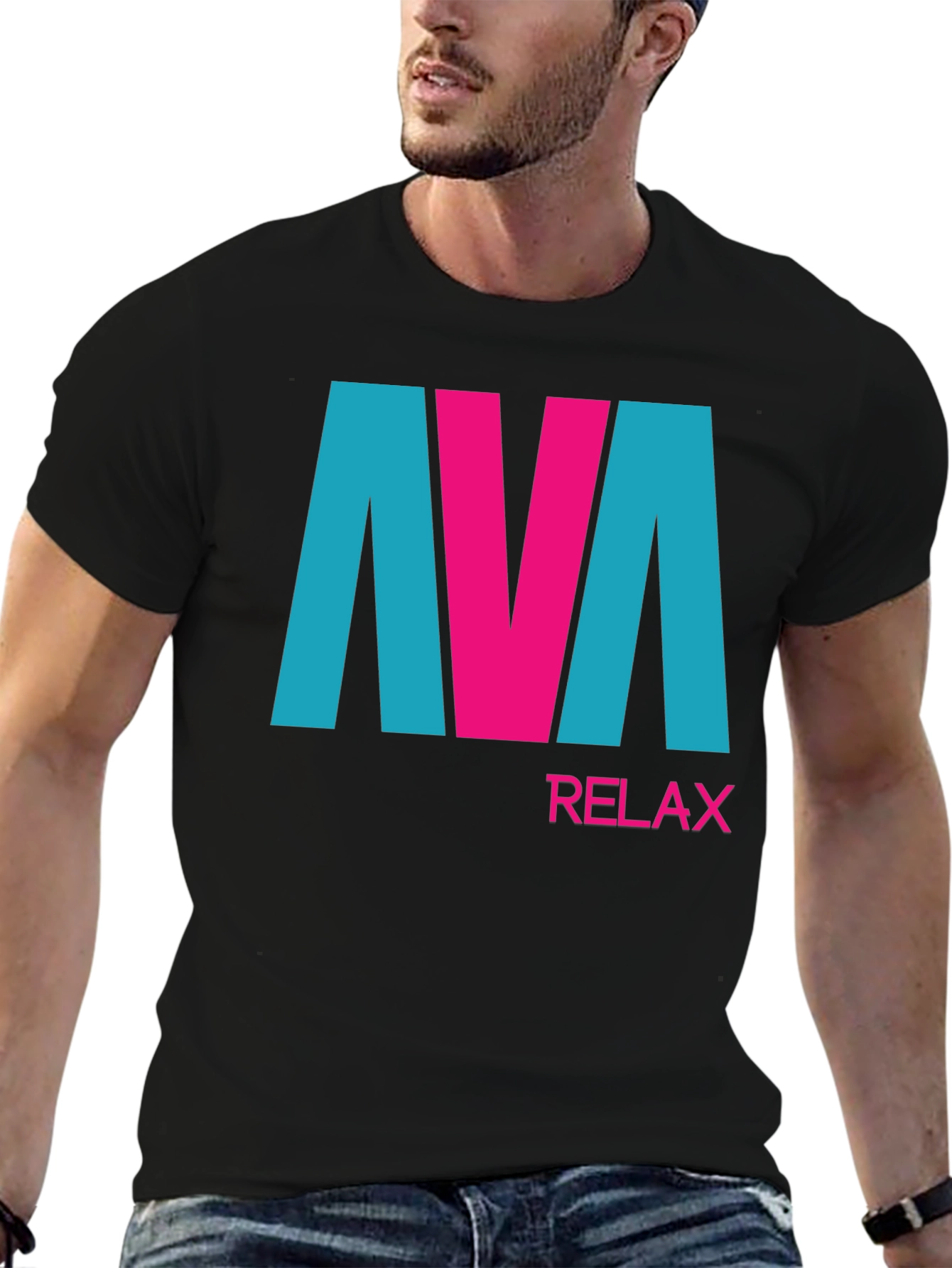 Black AVA Relax Graphic Tee - Black Cotton Blend T-Shirt view 6