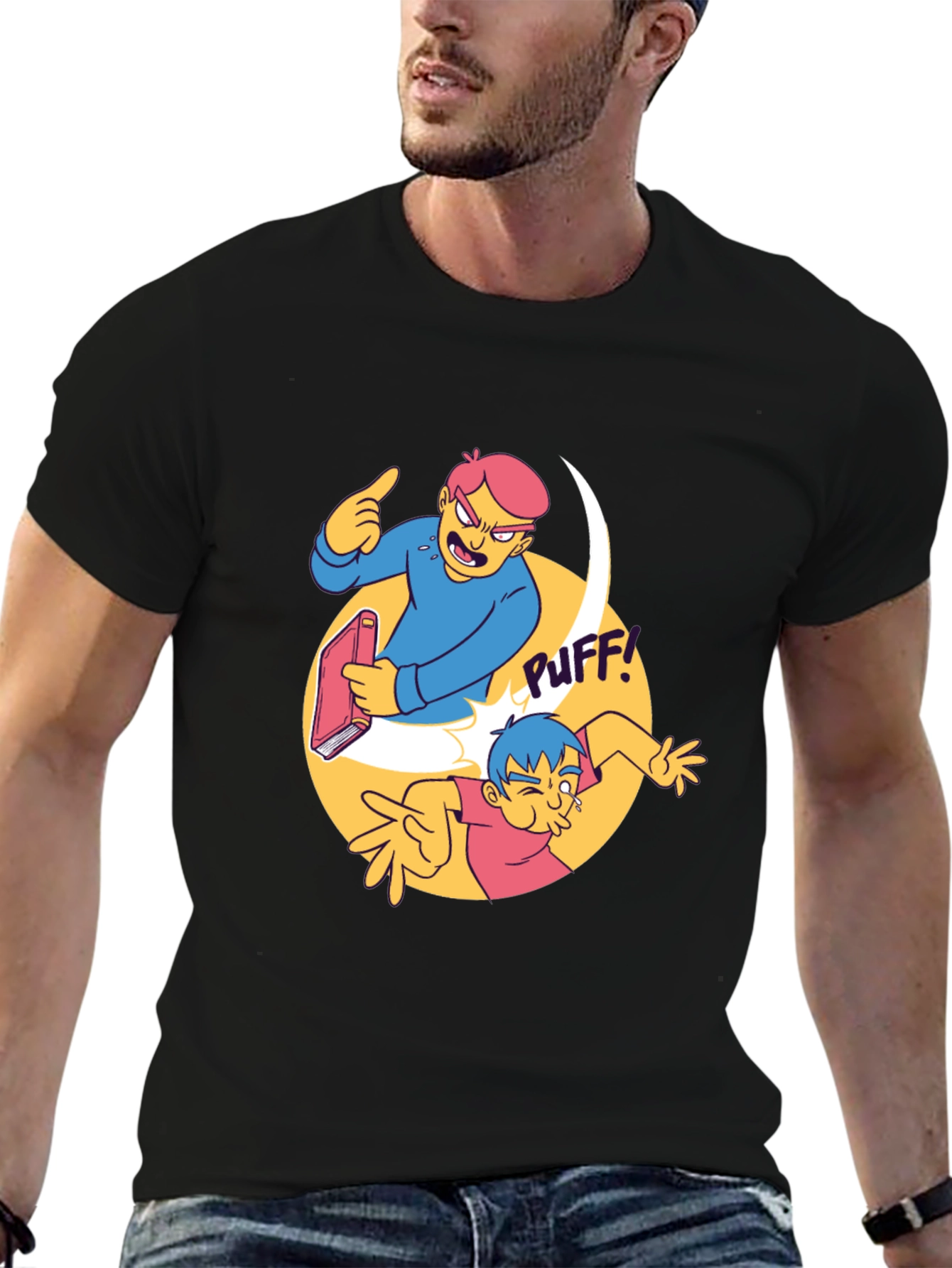Black Cartoon Slapstick Graphic T-Shirt view 6