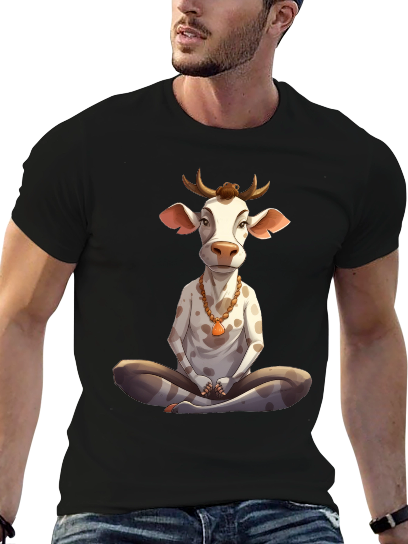 Yoga Cow Graphic Tee - Meditating Bull T-Shirt - 6