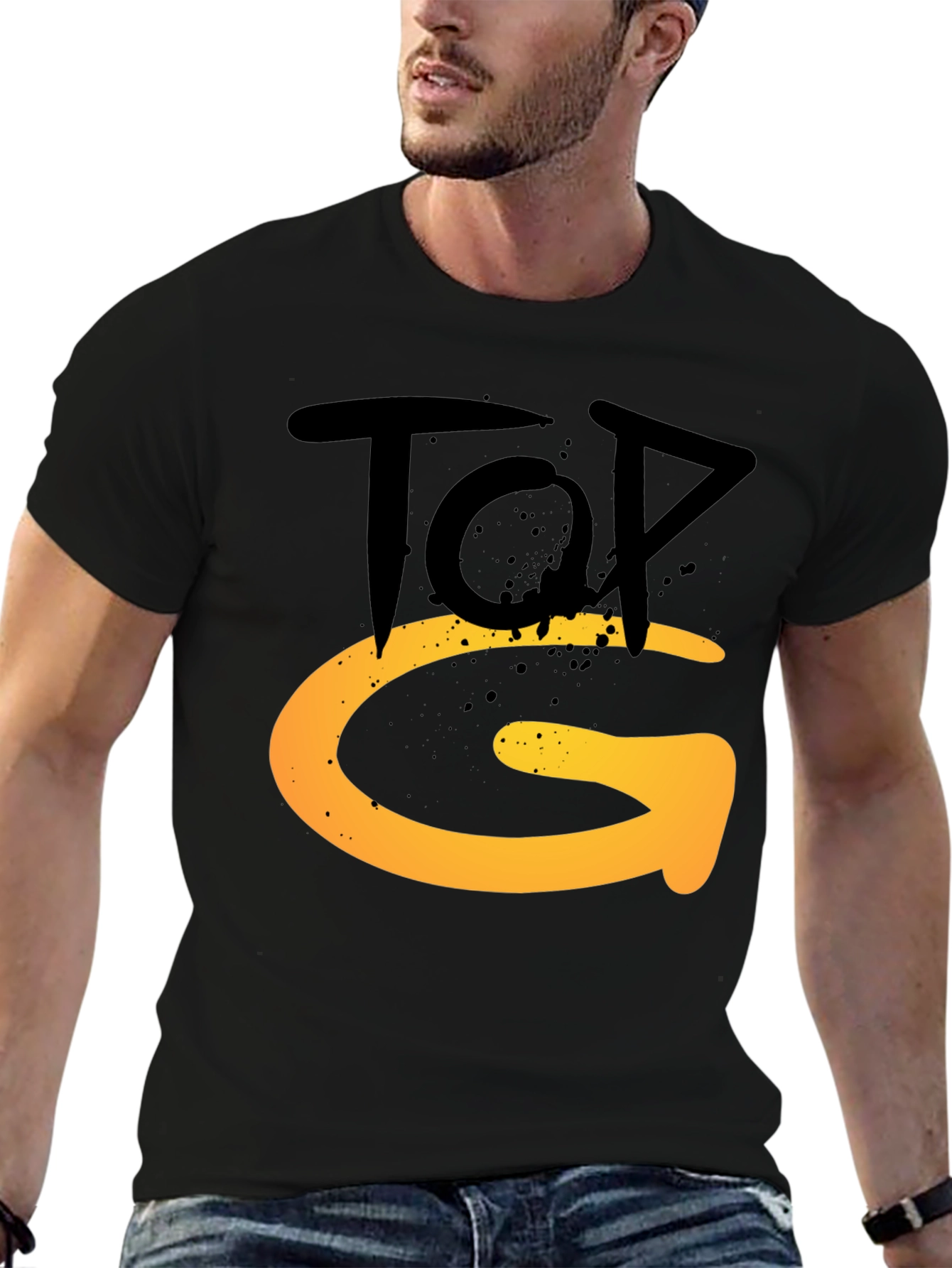 Black Top G Graphic Tee - Stylish Men's Black T-Shirt view 6