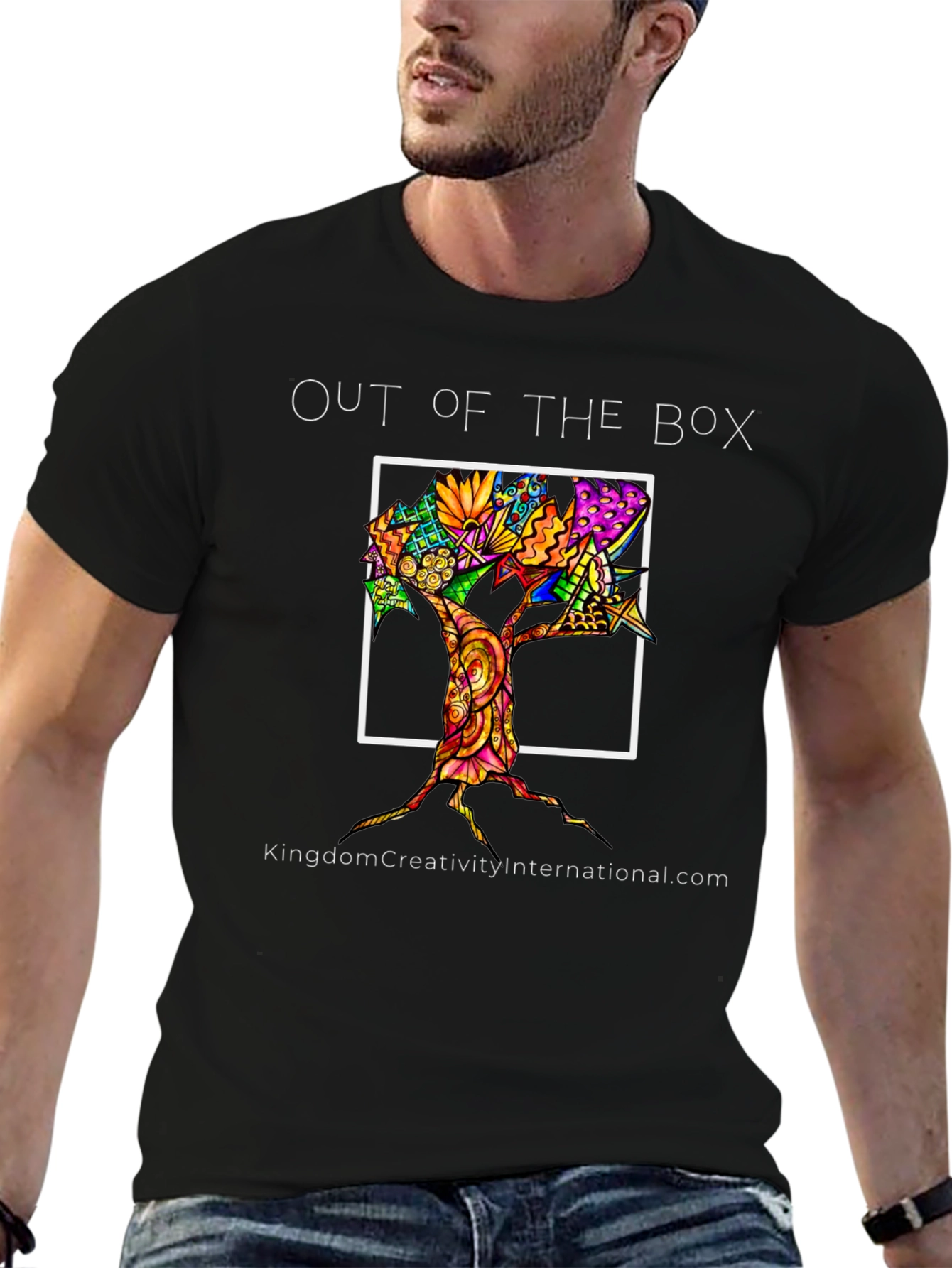 Black Out of the Box Tree Graphic T-Shirt view 6