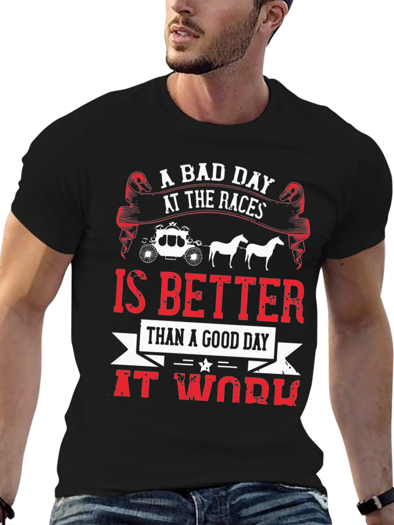Black A Bad Day At The Races Men's Graphic Tee view 6