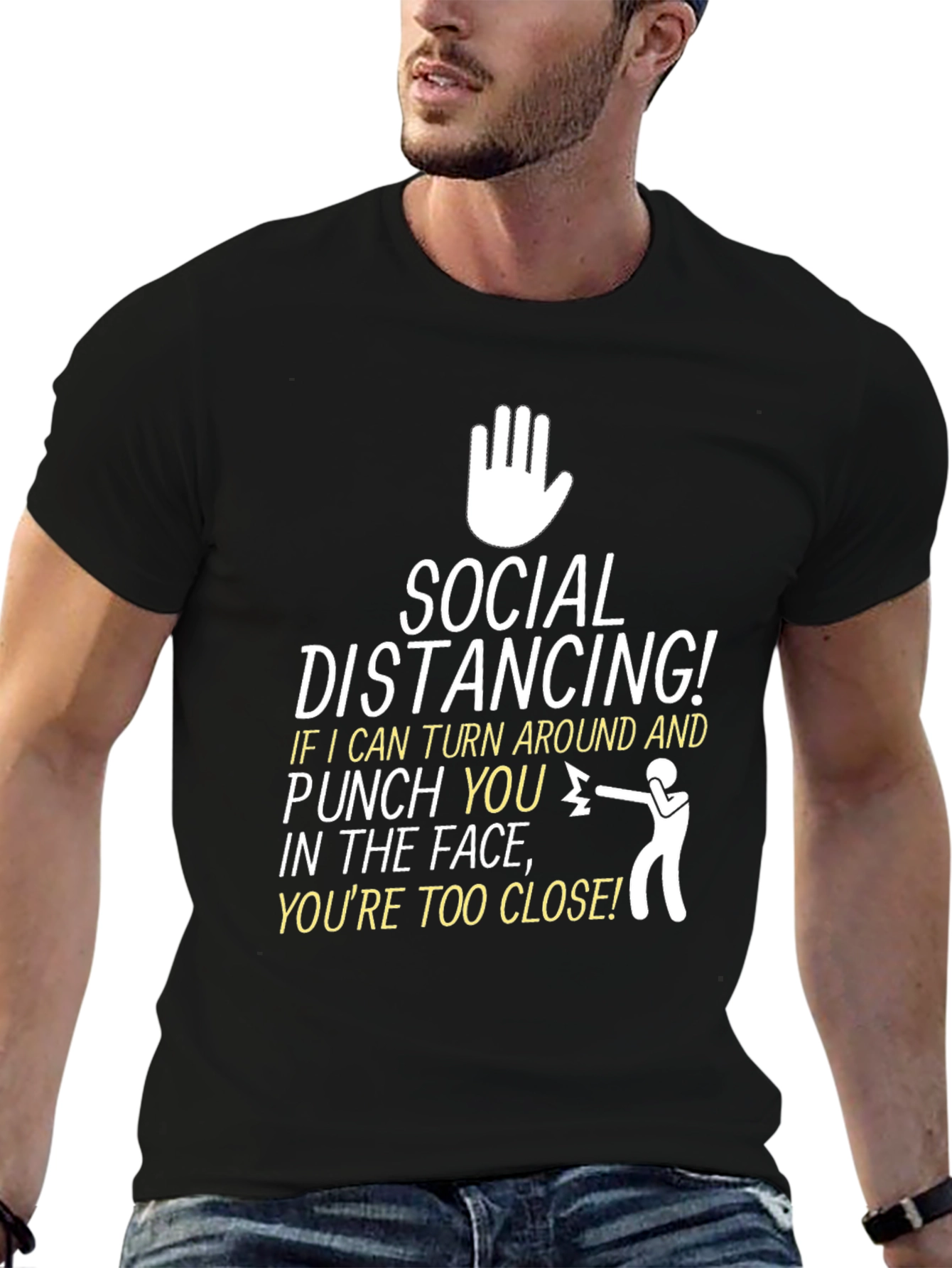 Black Social Distancing Graphic Tee - Stay Safe & Stylish view 6