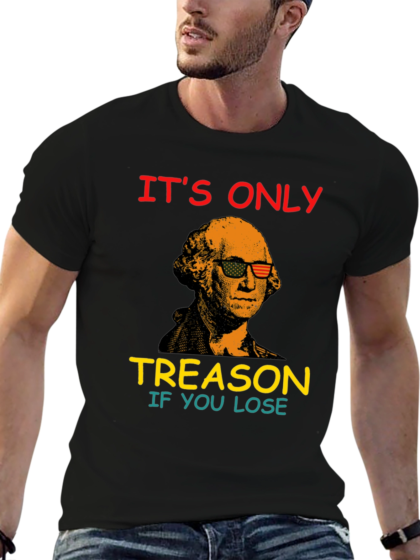 Black Funny George Washington Treason T-Shirt view 6