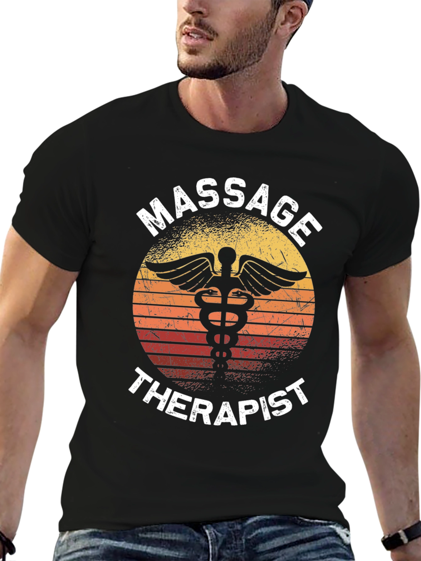 Black Massage Therapist Sunset T-Shirt view 6
