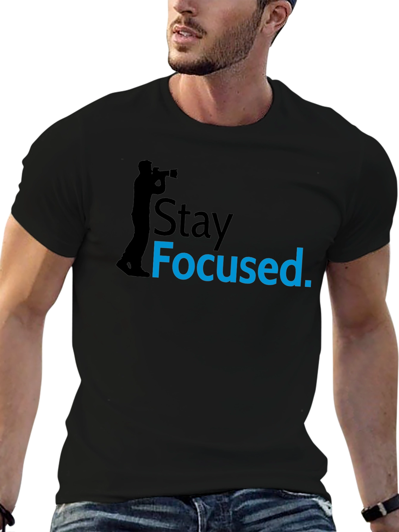 Black Stay Focused T-Shirt - Photographer Theme view 6