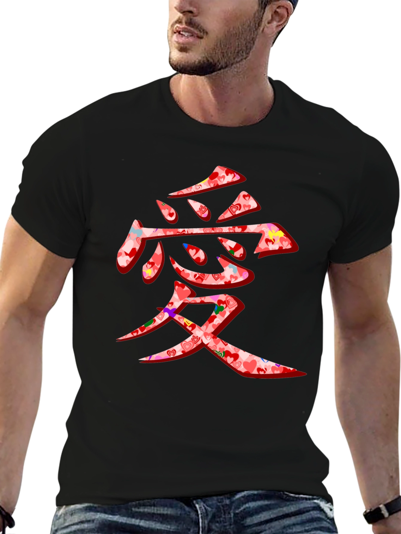 Black Love Kanji Graphic Tee - Stylish Japanese Symbol Shirt view 6