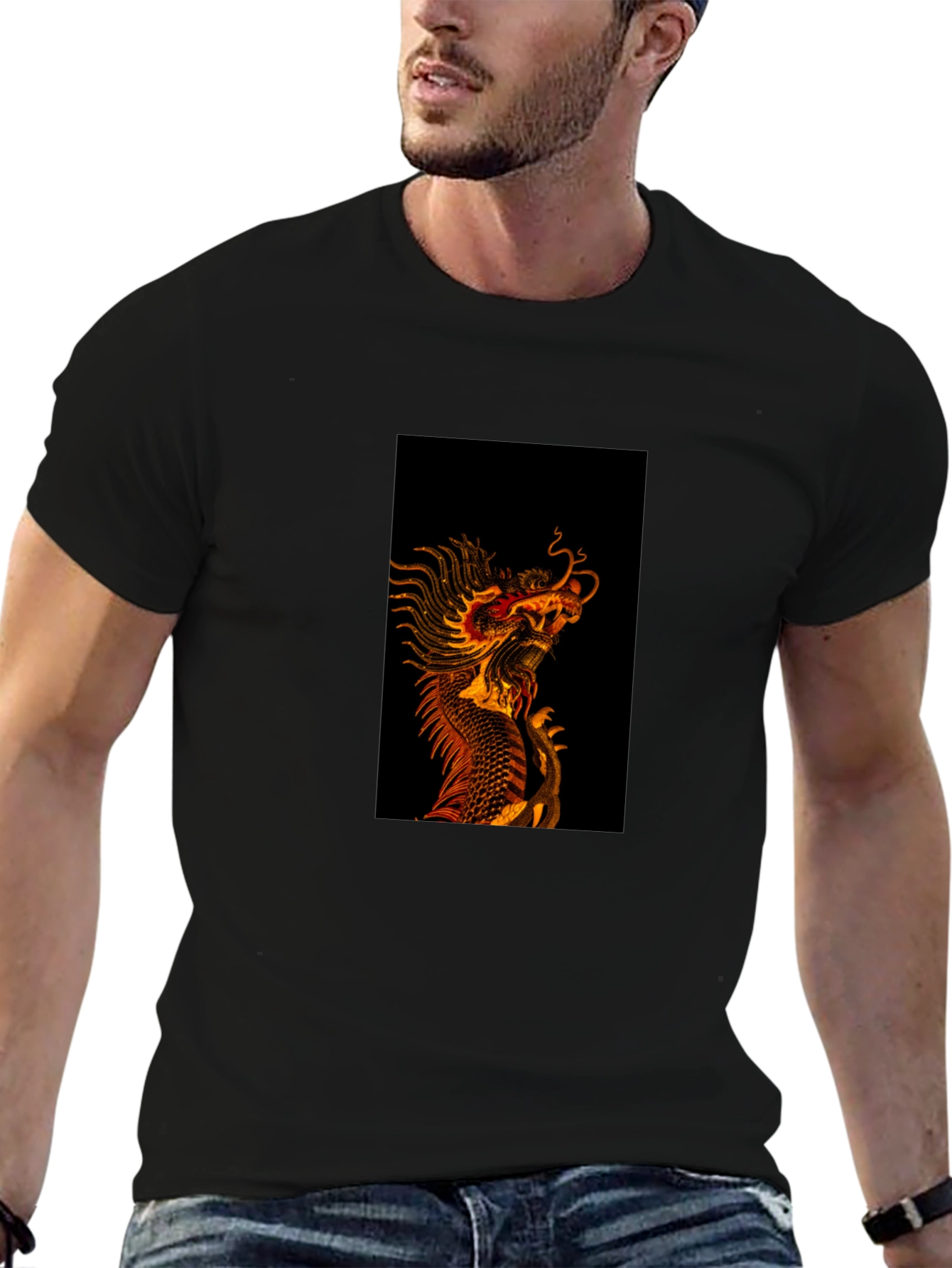 Black Dragon Graphic Tee - Black Cotton Blend view 6