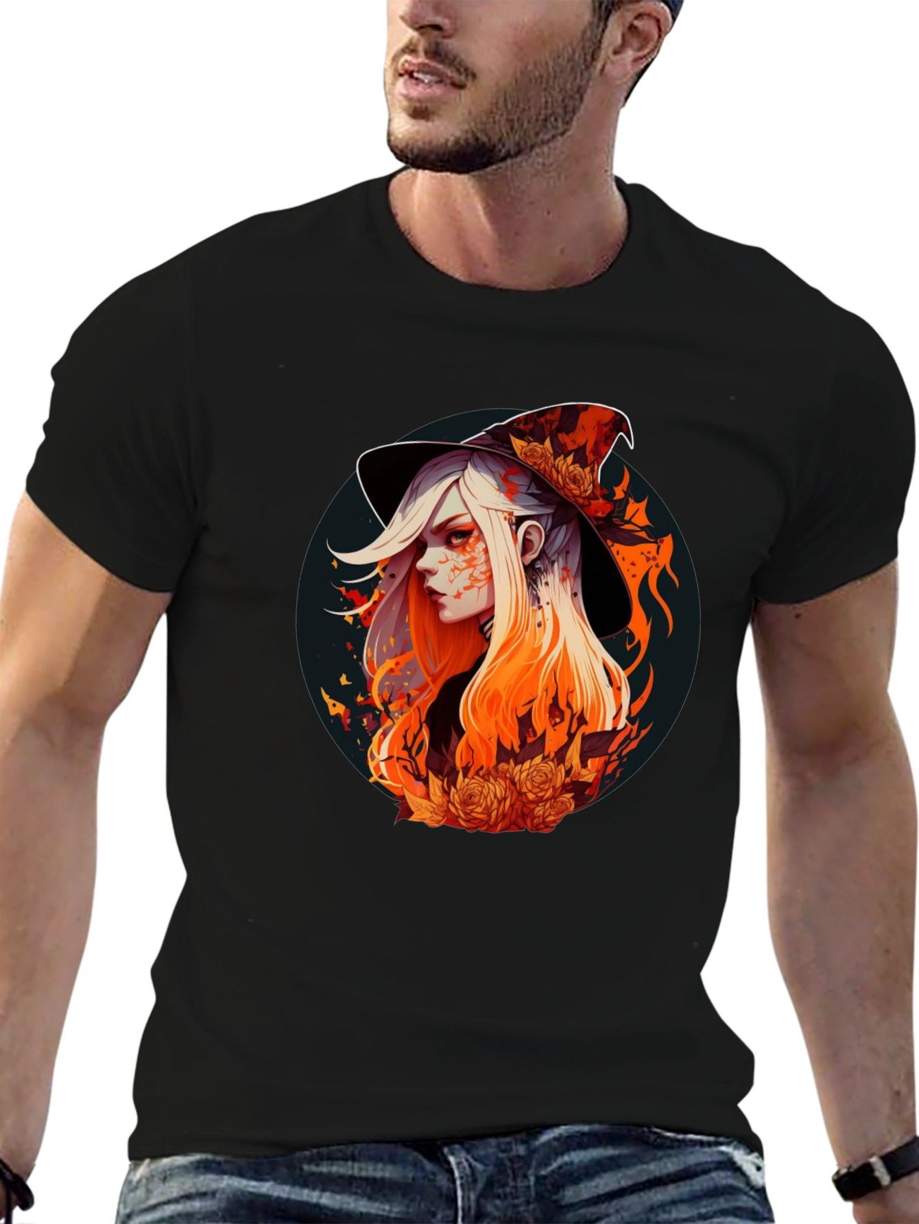 Black Witch Graphic Tee - Stylish Halloween T-Shirt view 6