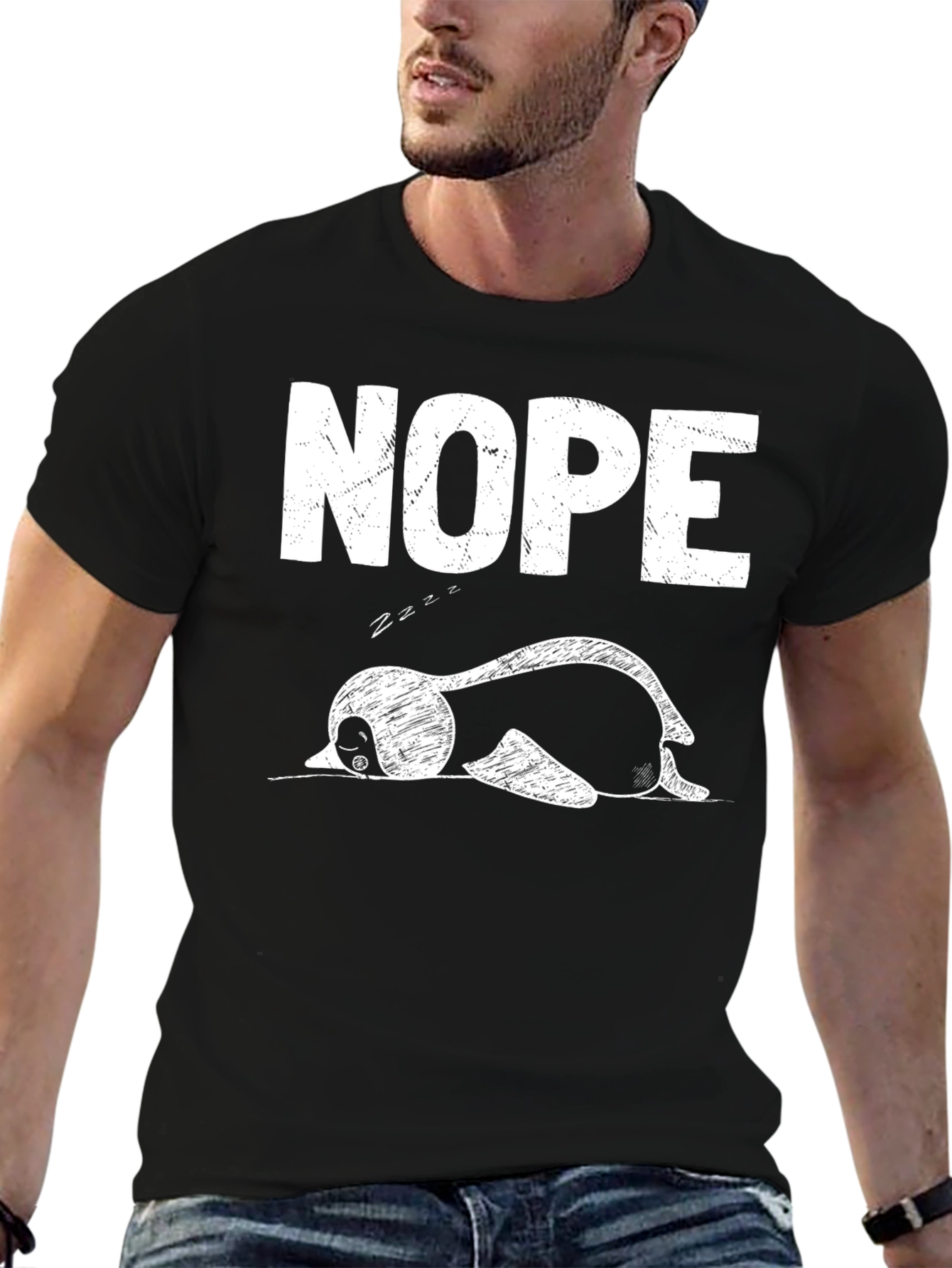 Black Nope Sloth Tee - Relaxed Fit, Comfy Cotton view 6