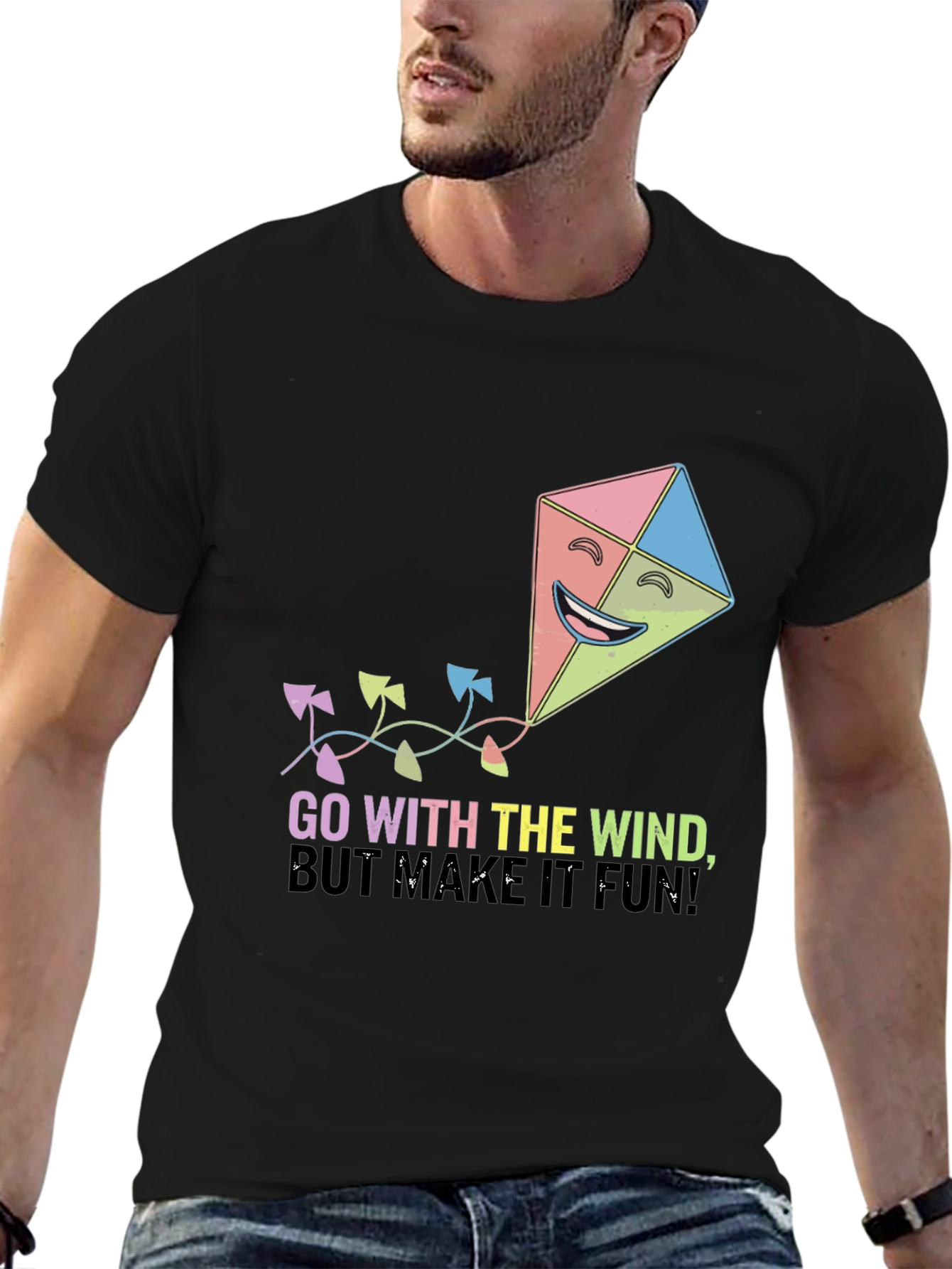 Black Go With The Wind Kite T-Shirt view 6