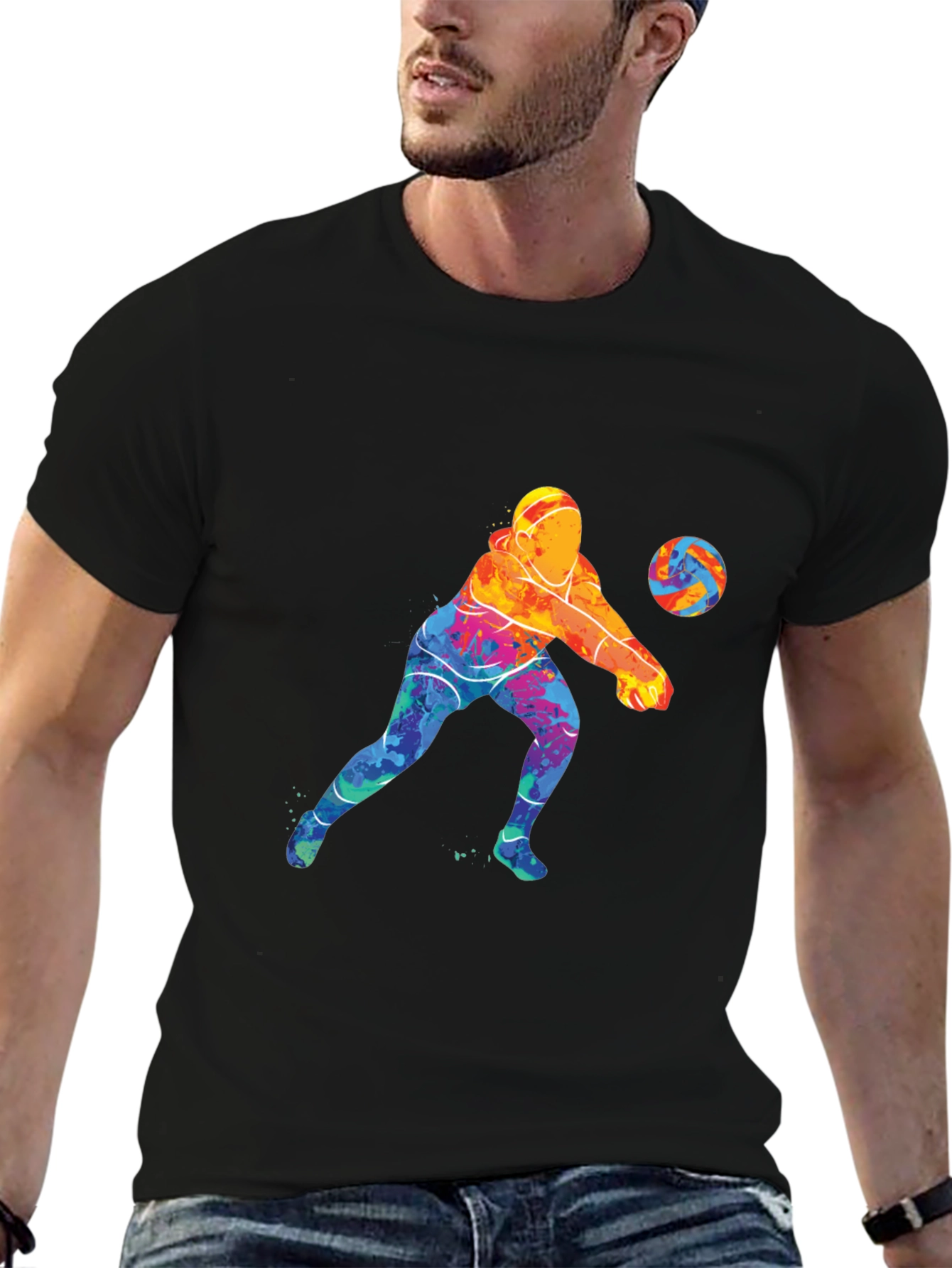 Black Volleyball Player Graphic Tee - Stylish & Comfortable view 6