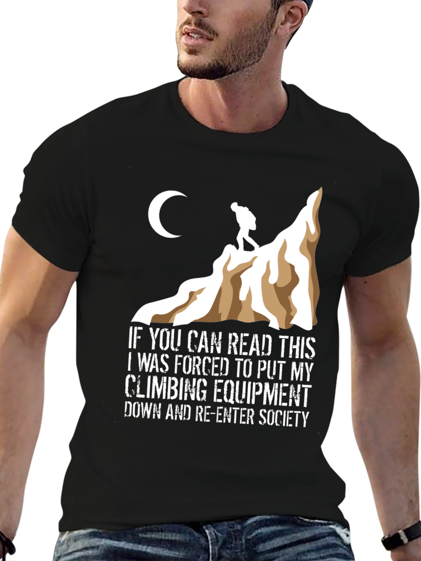 Black Climbing T-Shirt: Forced to Re-Enter Society view 6