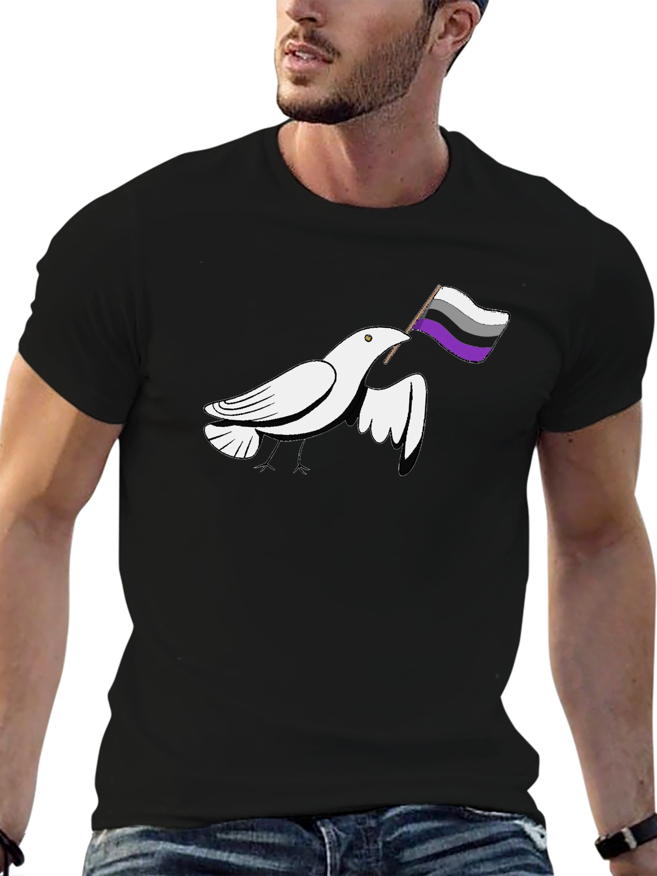 Black Asexual Pride Dove T-Shirt view 6