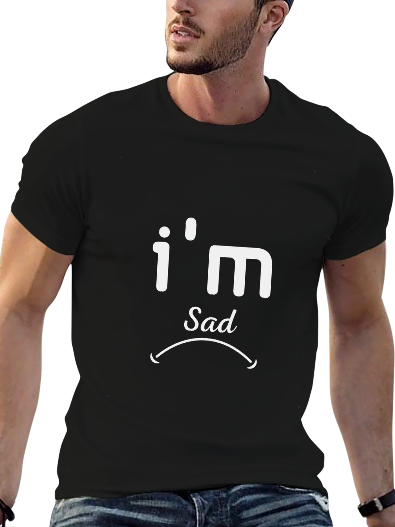 Black I'm Sad T-Shirt - Black Graphic Tee view 6