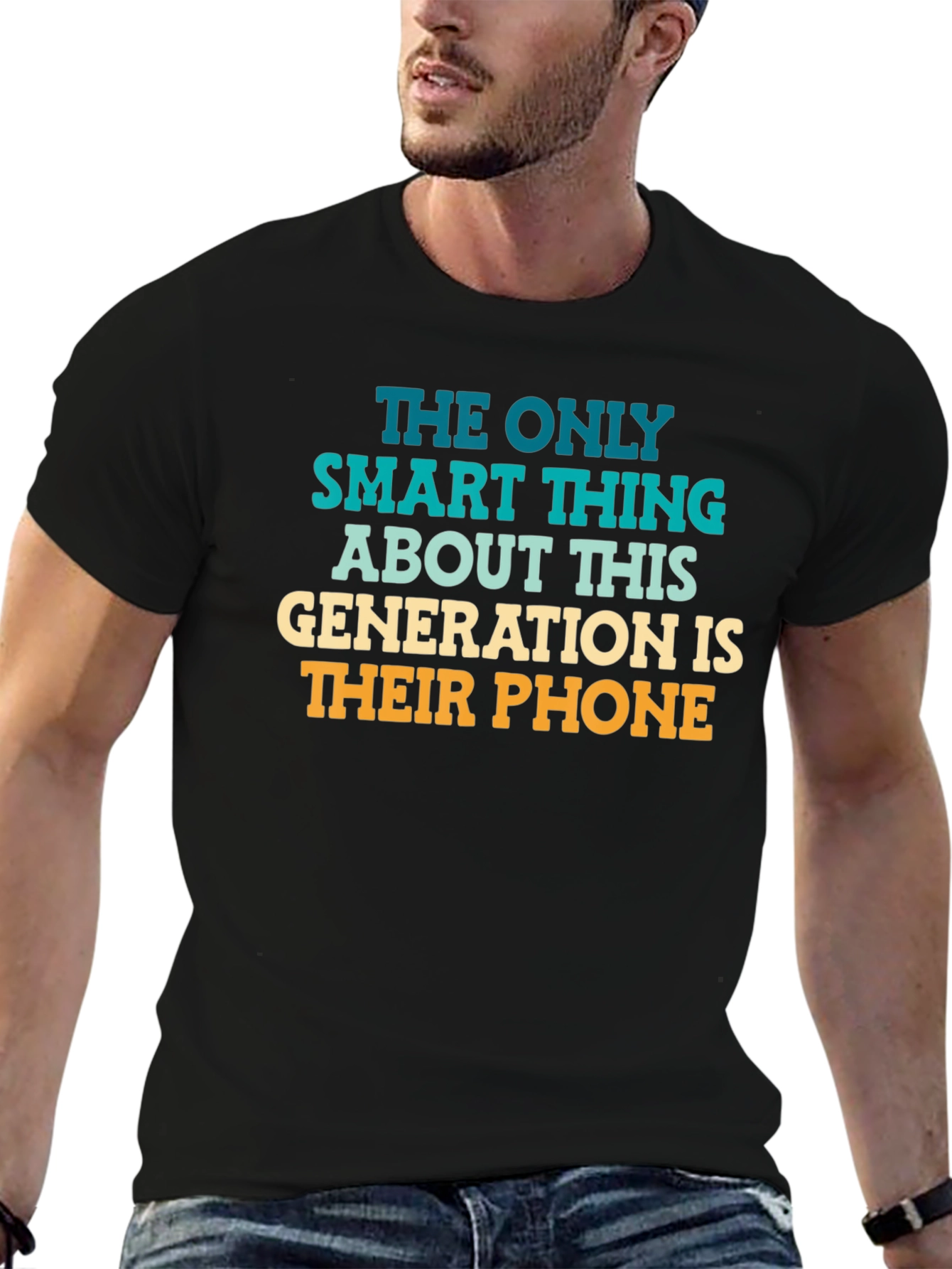 Black Smart Phone Generation Graphic Tee view 6