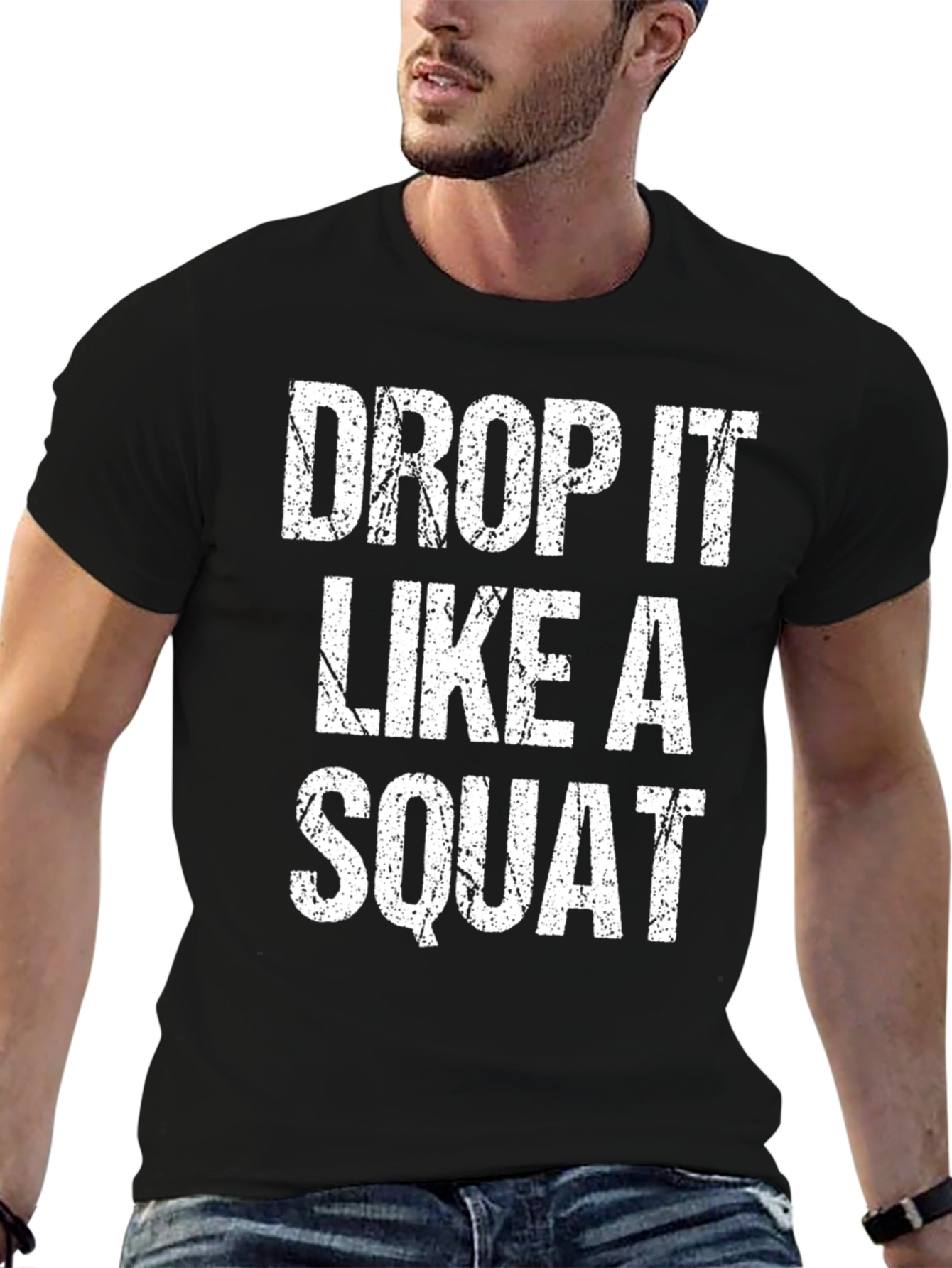 Black Drop It Like A Squat Graphic Tee - Fitness Apparel view 6