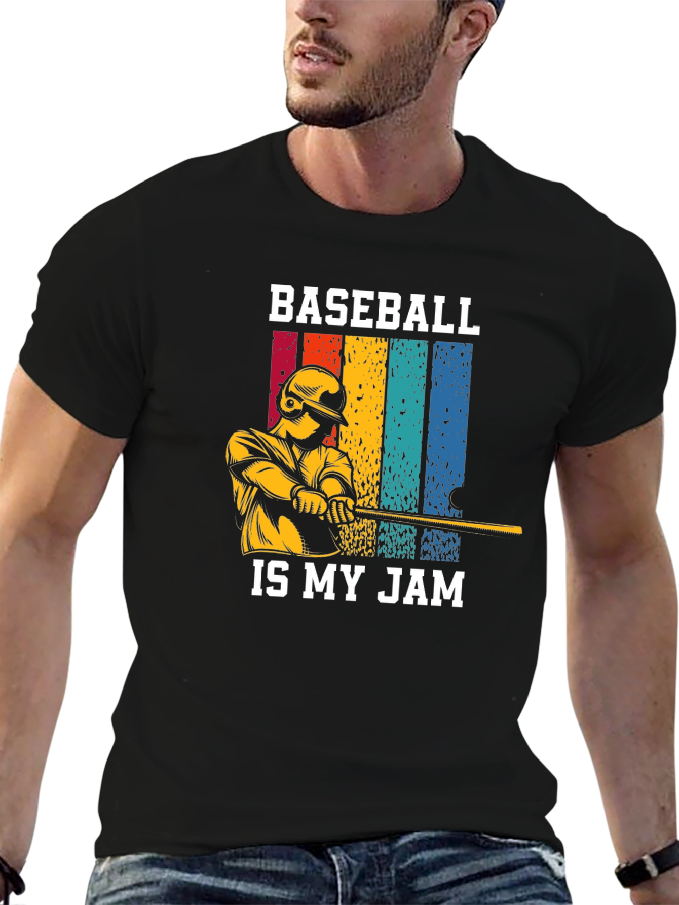 Black Baseball Is My Jam Graphic T-Shirt view 6
