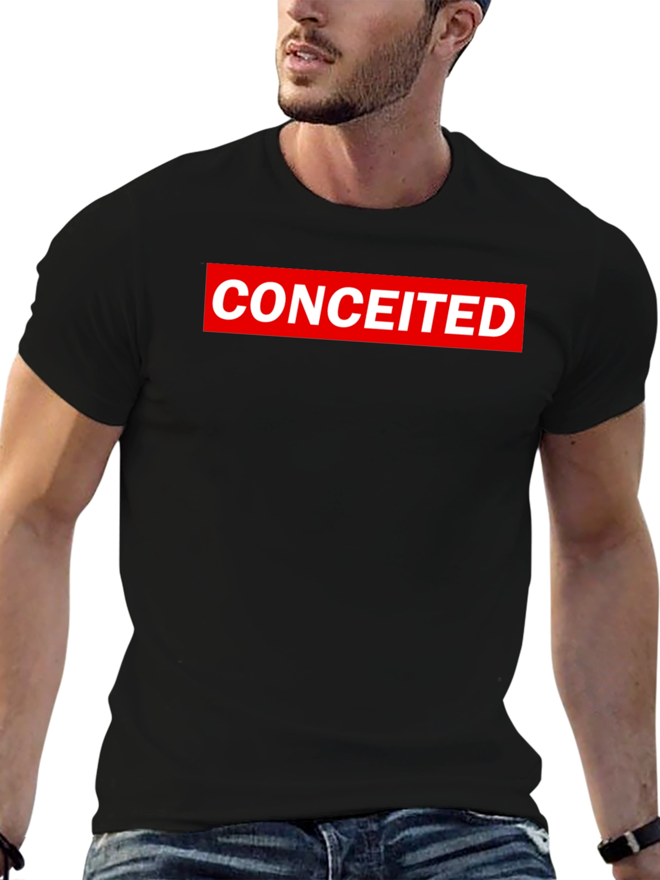 Black Conceited Graphic Tee - Black Crew Neck T-Shirt view 6