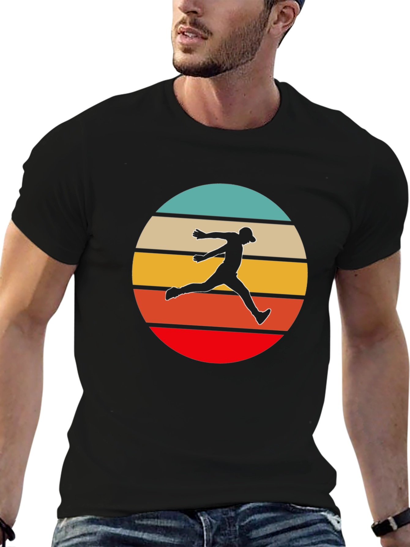 Black Retro Runner T-Shirt - Vintage Style Athletic Tee view 6