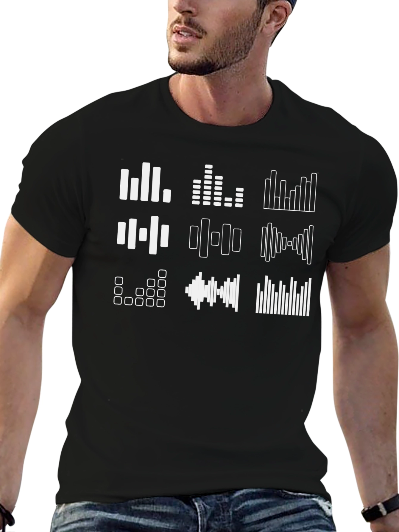 Black Sound Wave Graphic T-Shirt - Black view 6