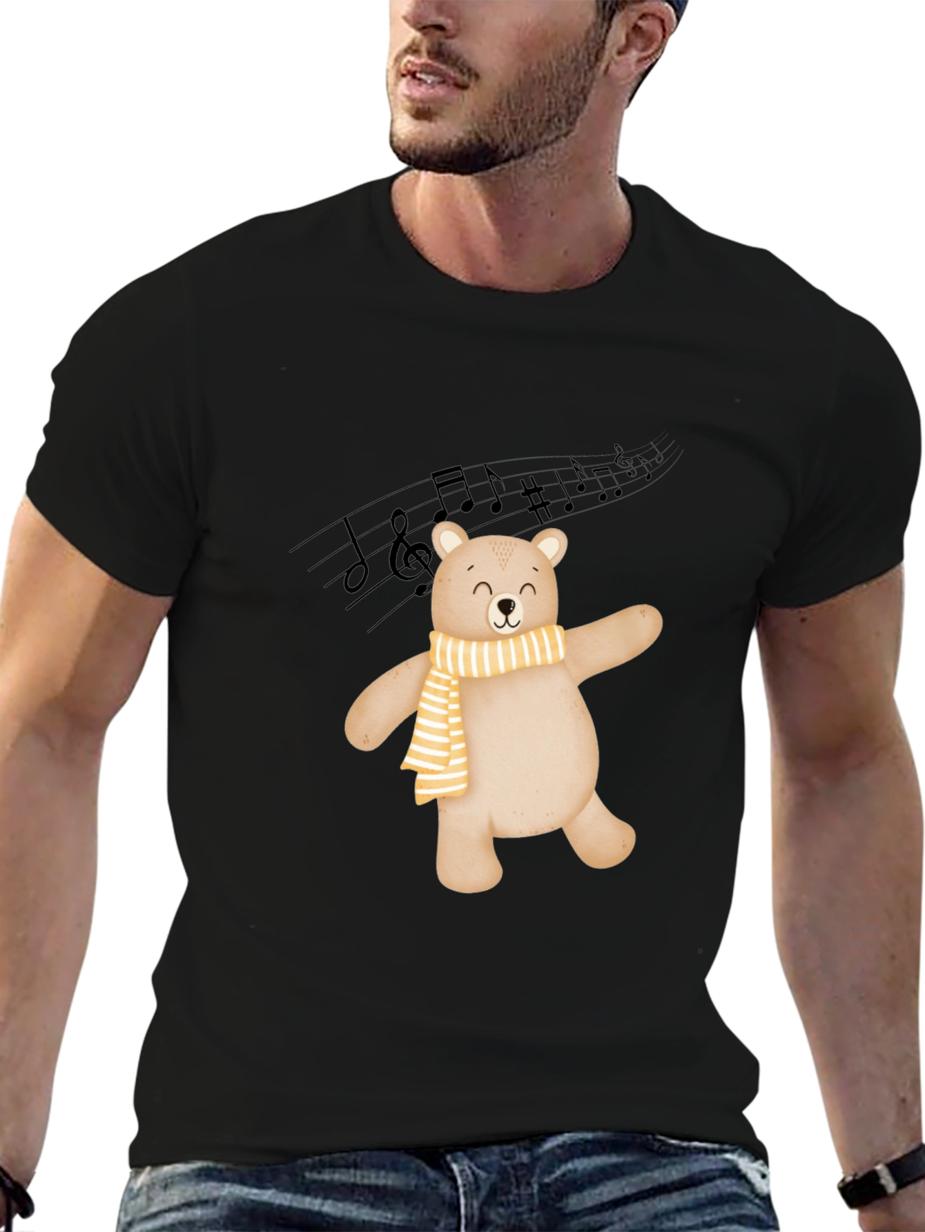 Black Dancing Bear Graphic Tee - Soft Cotton Comfort view 6