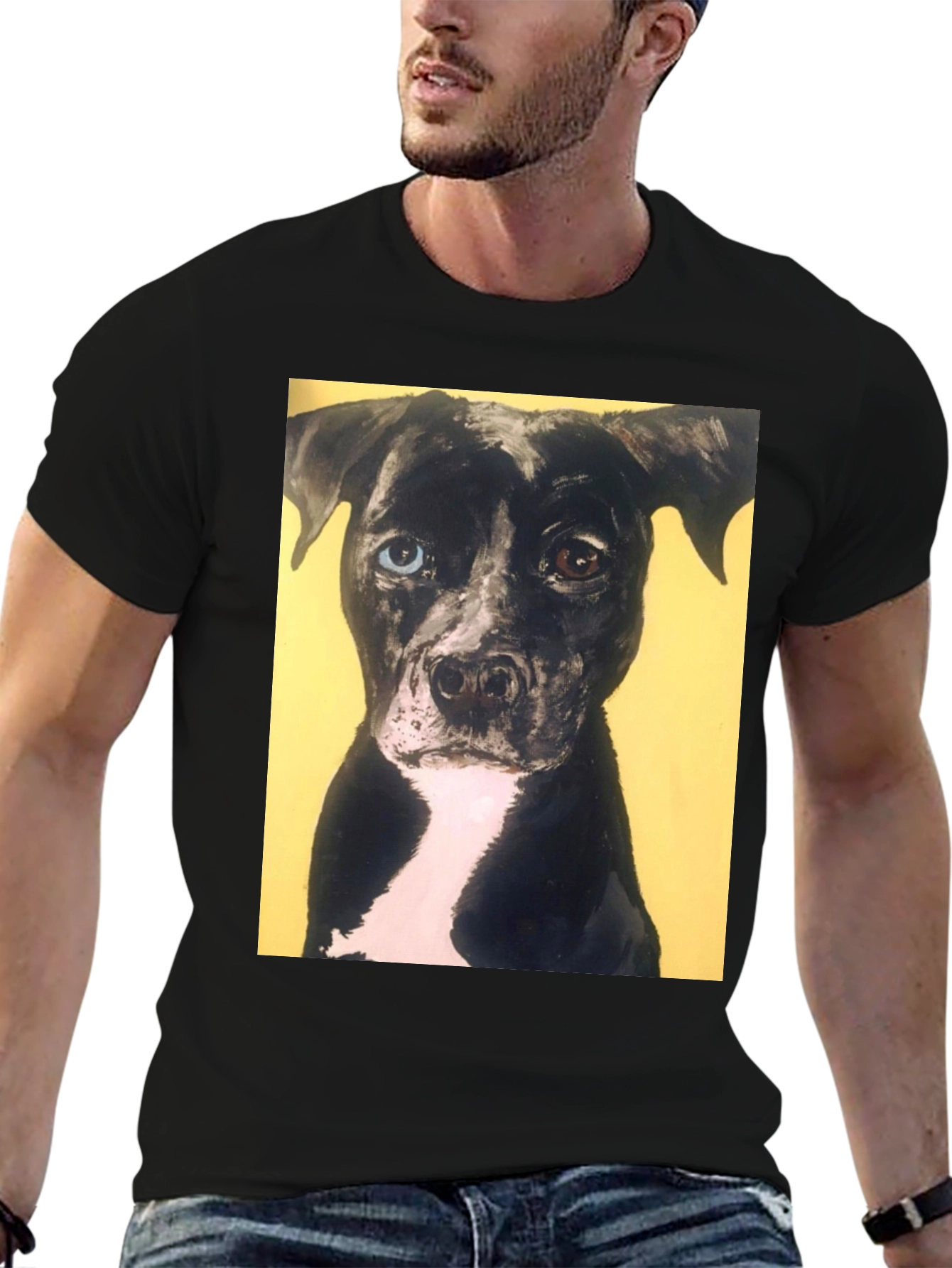Black Dog Portrait Tee - Heterochromia Eyes view 6