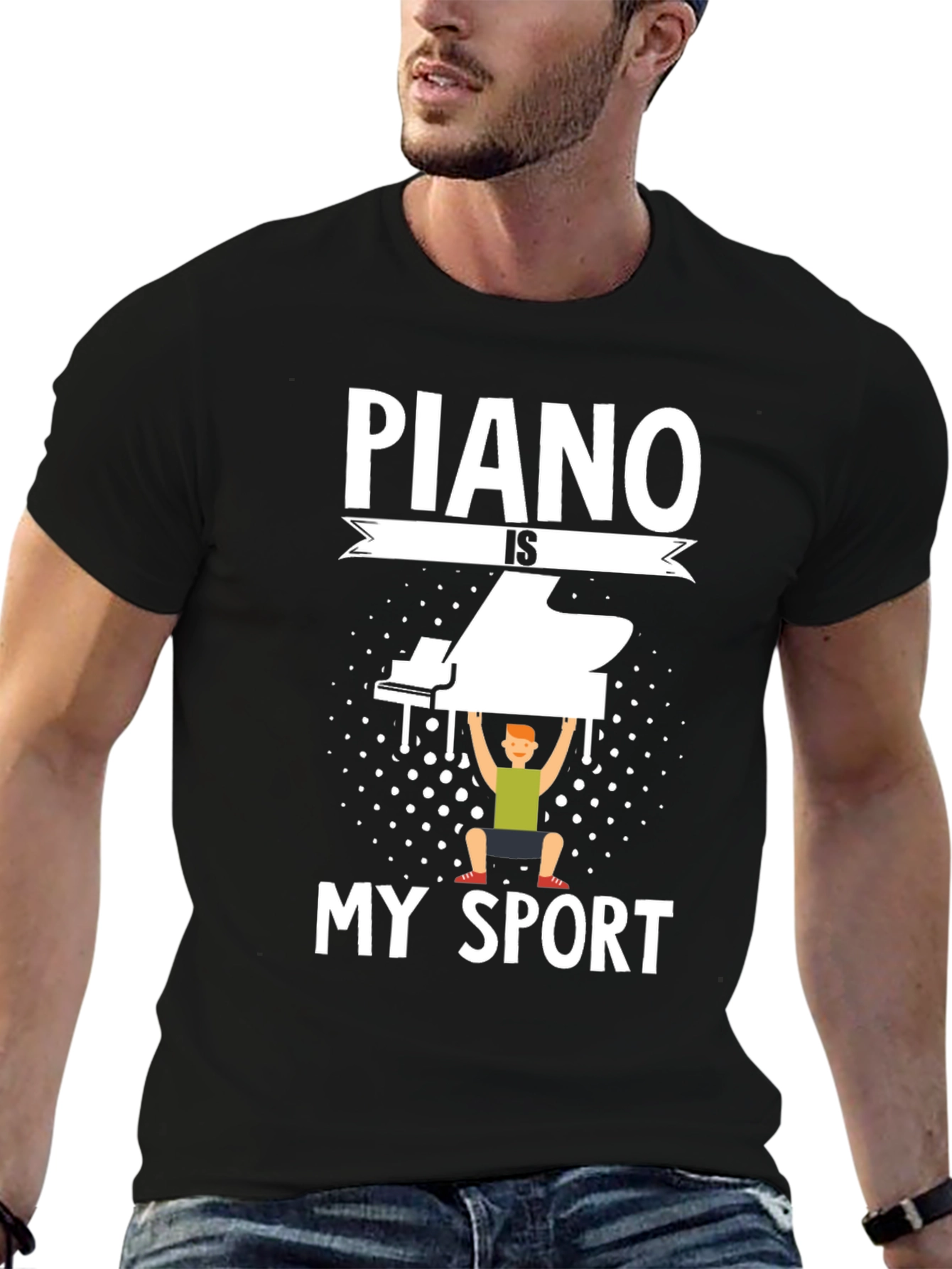 Black Piano is My Sport T-Shirt - Musician Workout Tee view 6